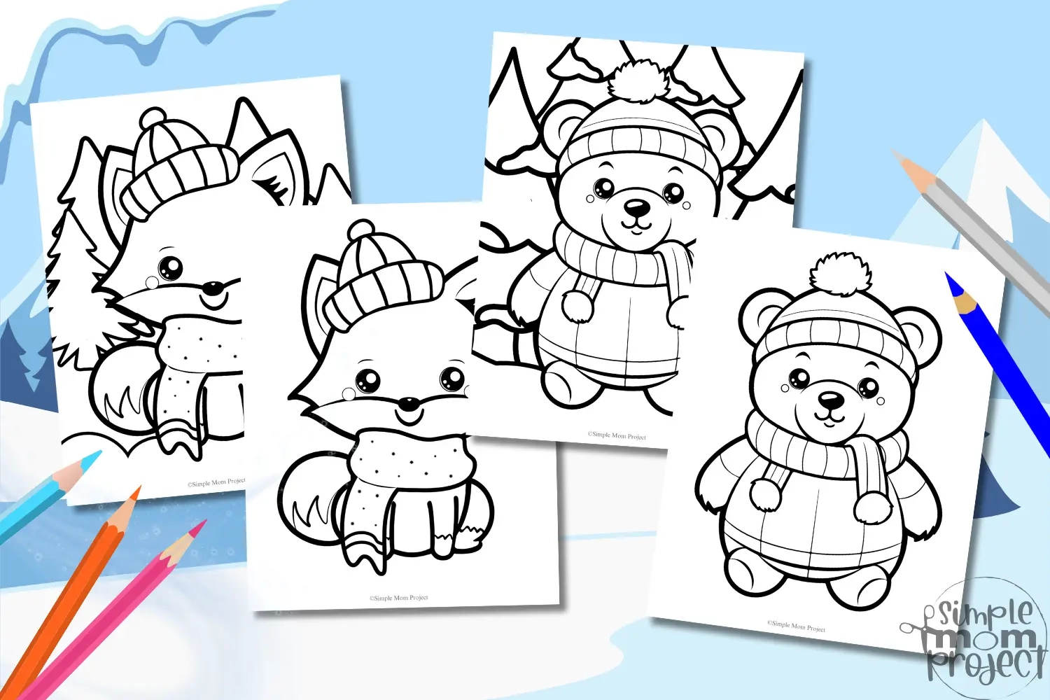 20 Adorable Winter Animal Coloring Pages For Kids Simple Mom Project Store