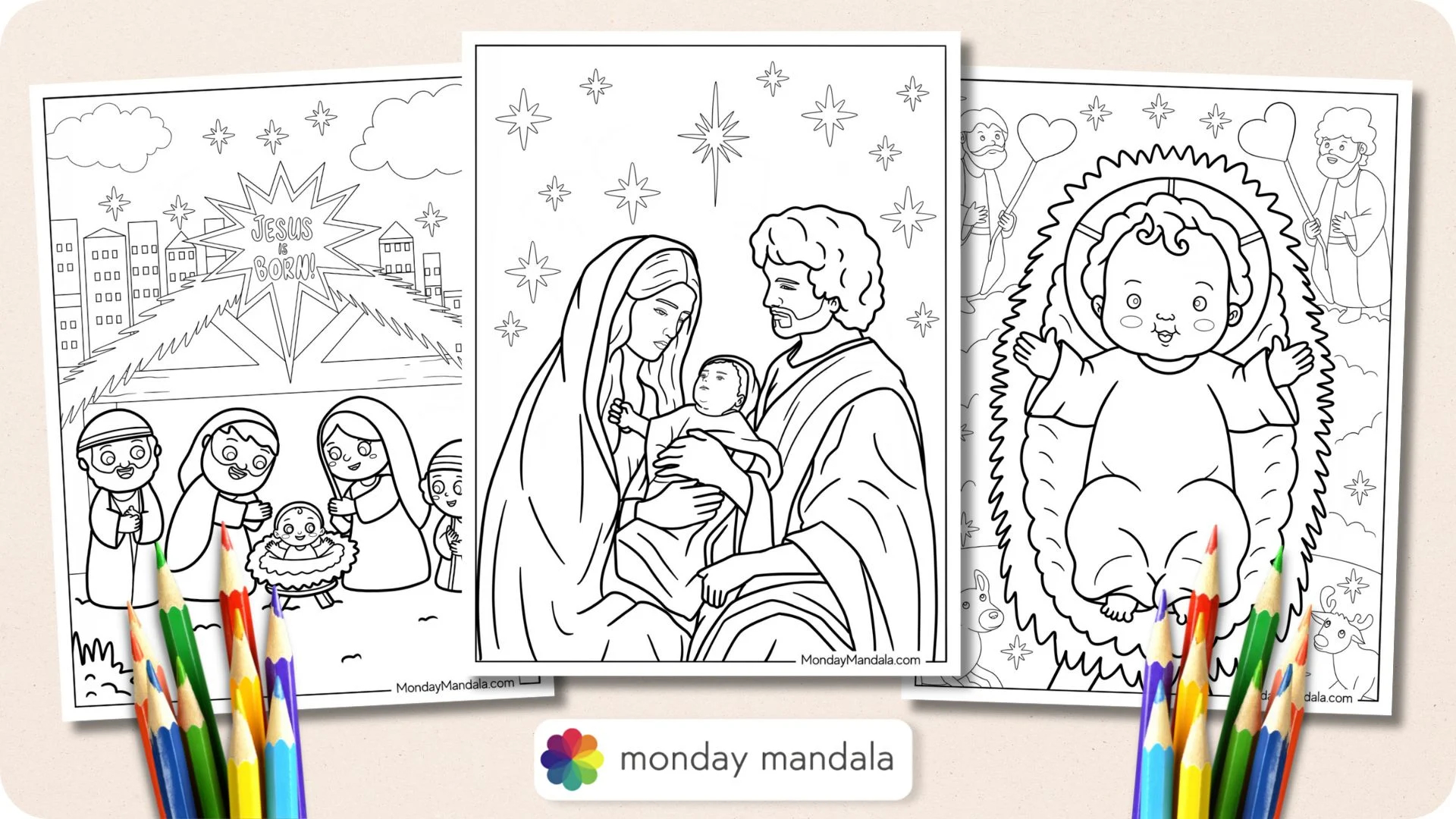 Printable Manger Scene Coloring Page