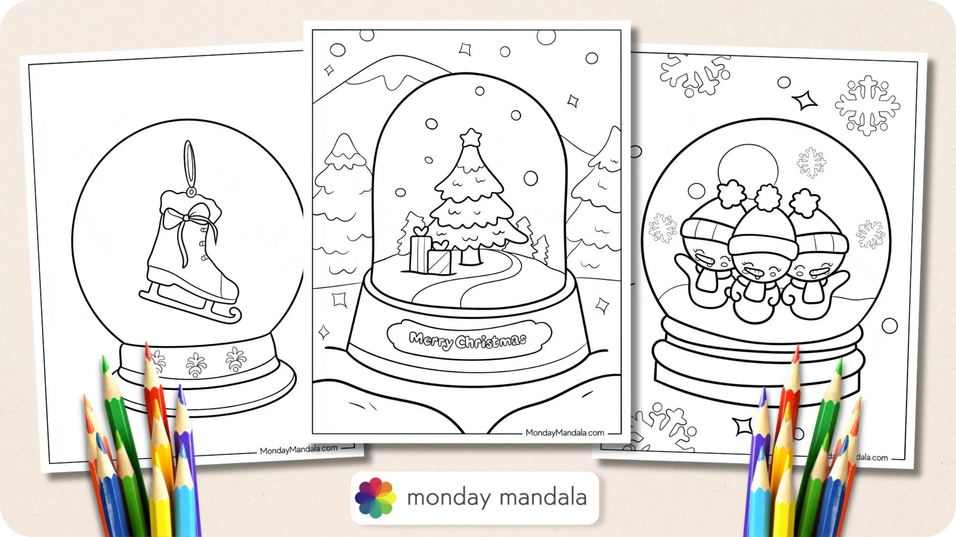 Printable Christmas Snow Globe Coloring Pages