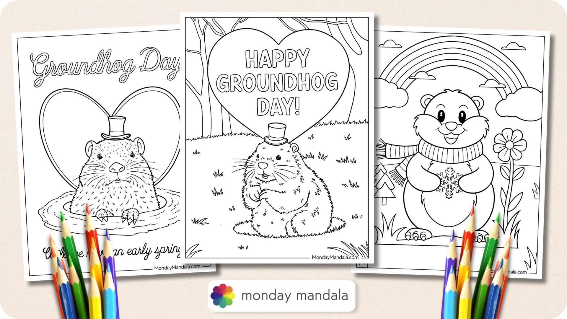 Free Printable Groundhog Coloring Pages