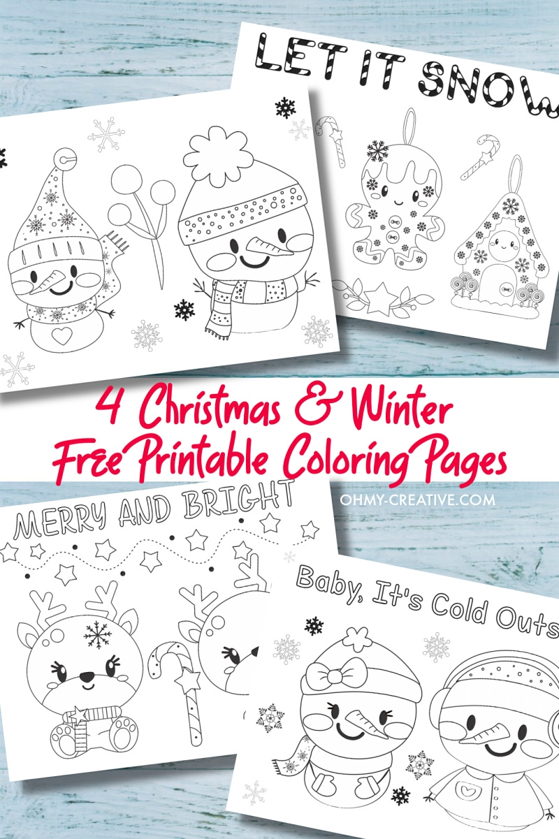 4 Free Printable Kids Christmas Coloring Pages PDF Oh My Creative