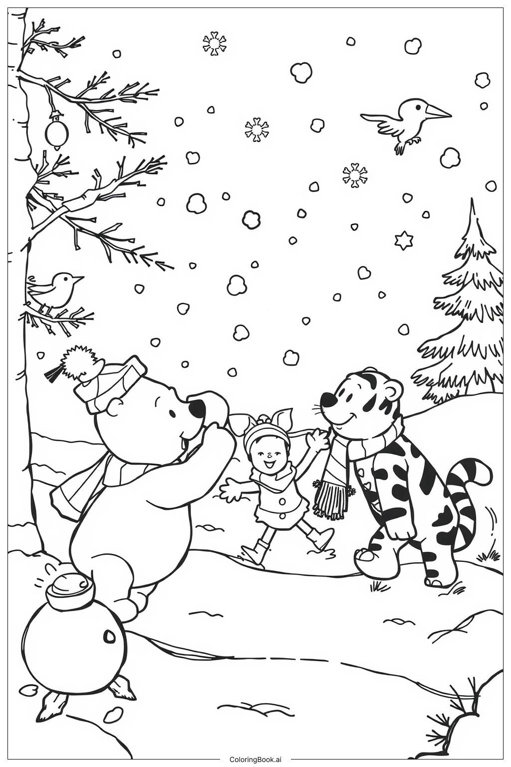 Free Printable Winnie The Pooh Christmas Coloring Pages