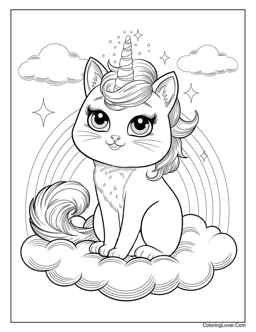 Cute Cat Printable Coloring Pages