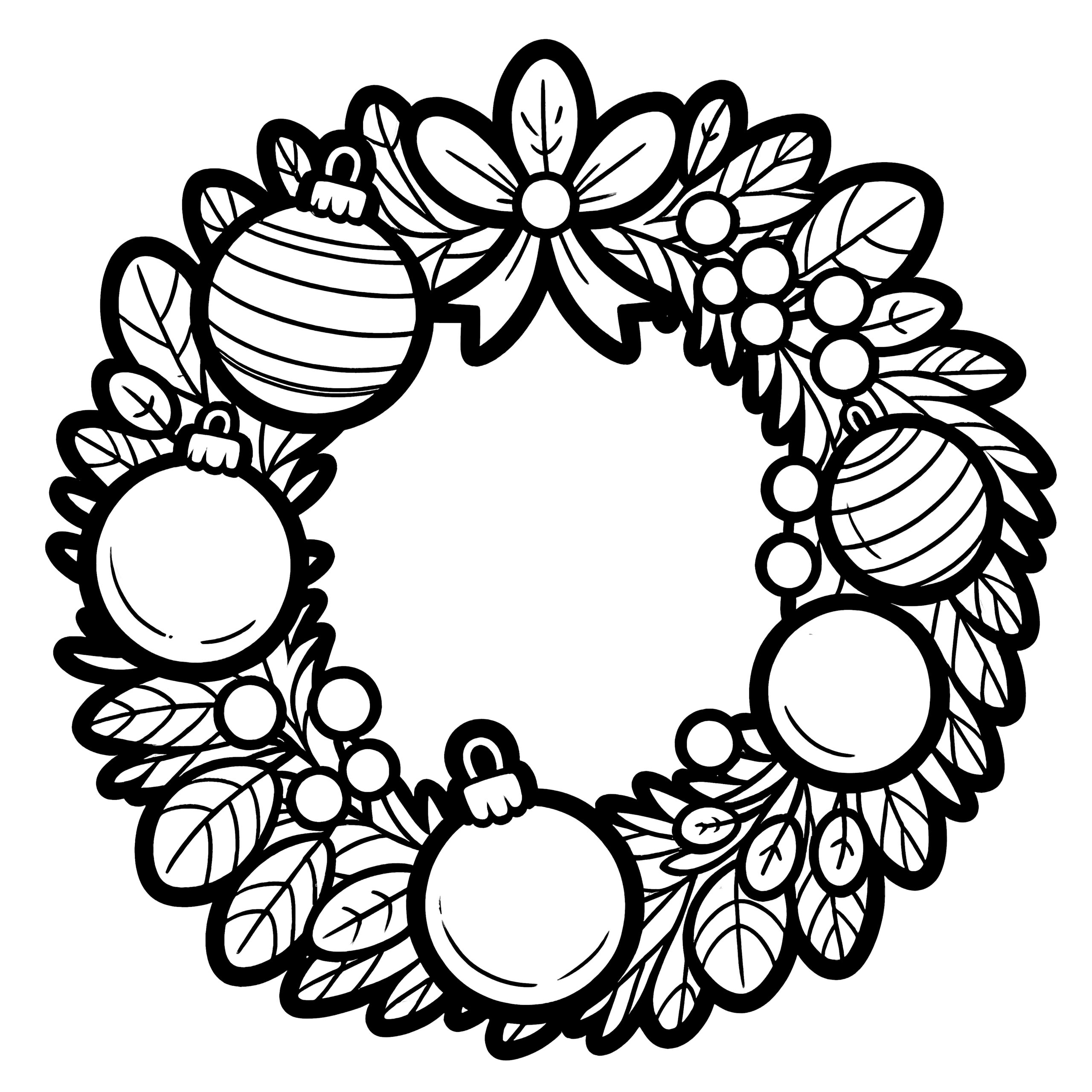 Free Christmas Wreath Coloring Pages