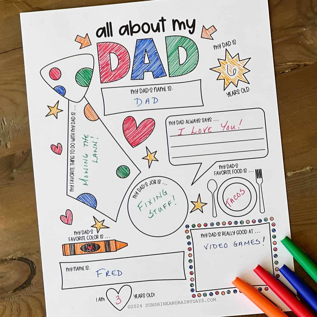 All About My Dad Coloring Page Sunshine And Rainy Days