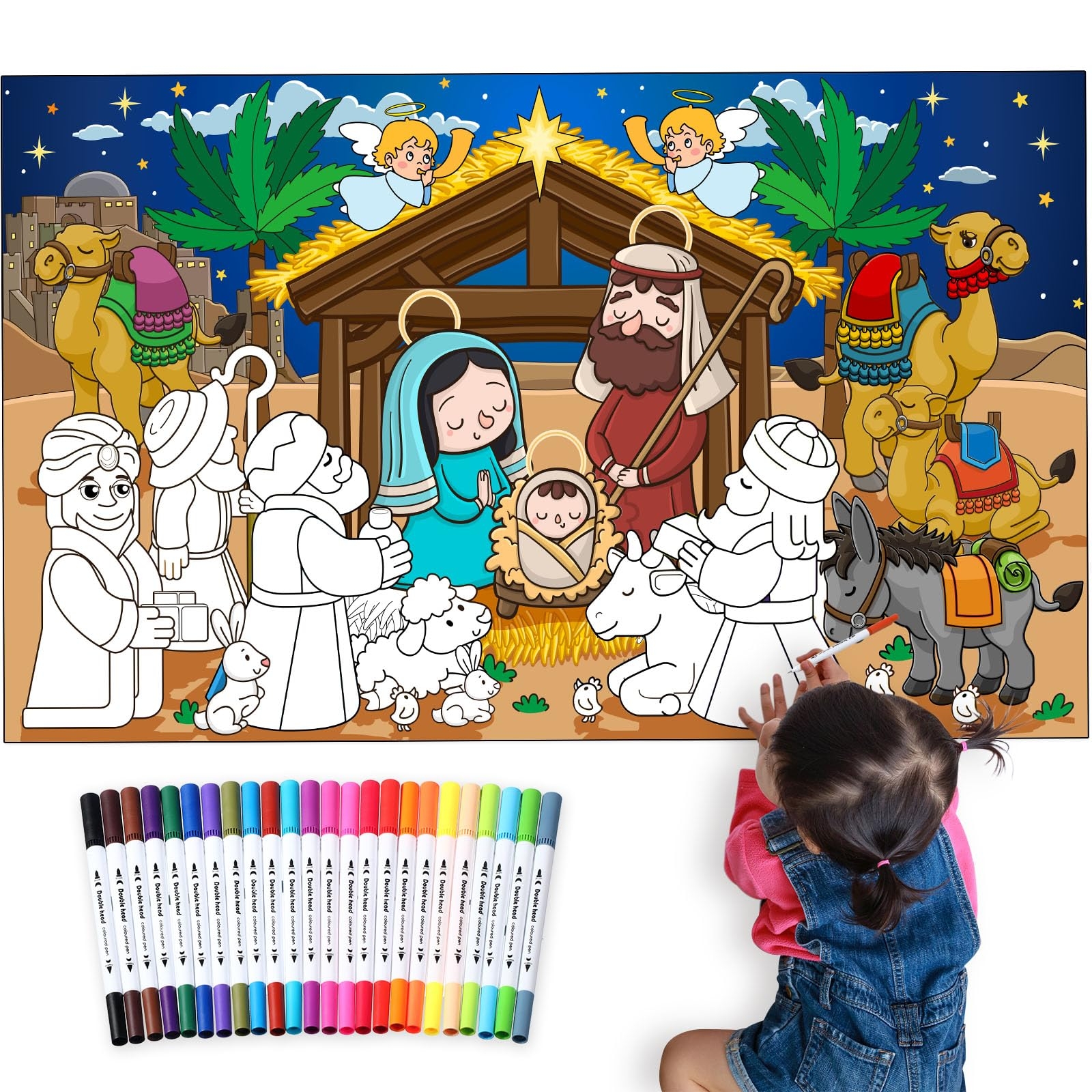 Amazon Faccito Christmas Nativity Giant Coloring Poster With 
