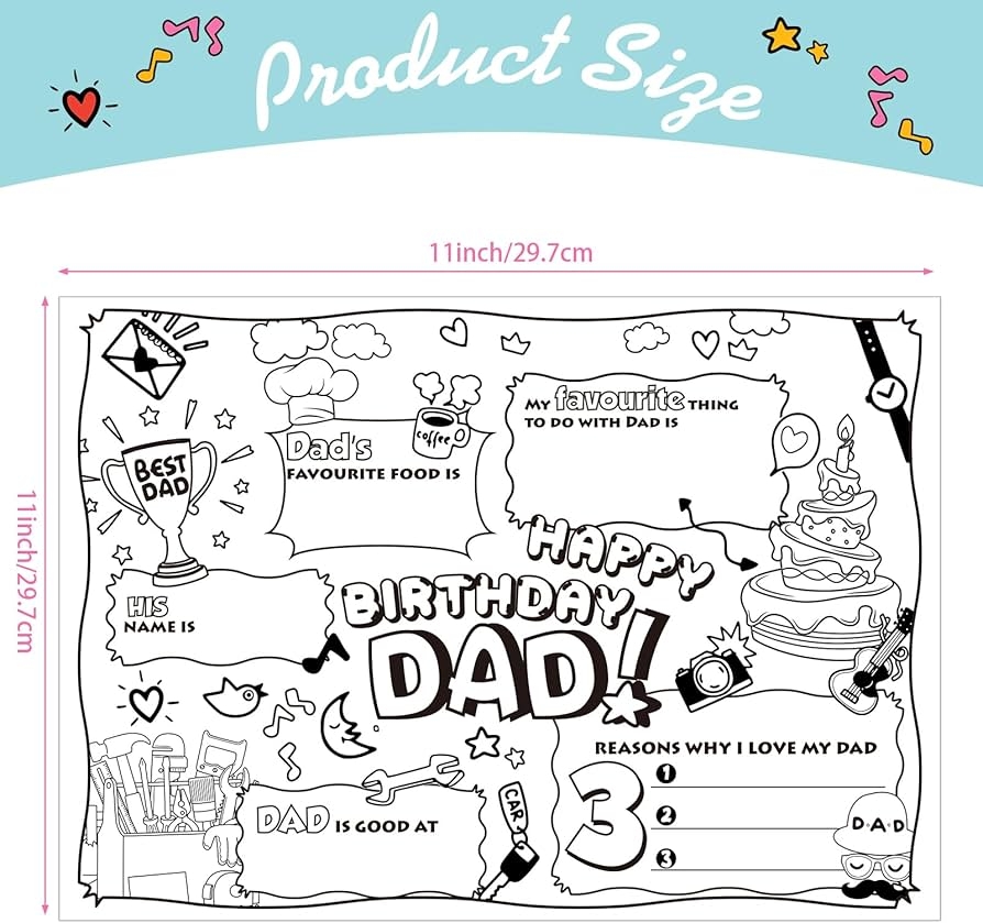 Amazon MotiMind Happy Birthday Dad Coloring Page Personalised Fill In Blanks Interview Q A Keepsake Father s Birthday Activity Dad s Birthday Card For Kids Gift From Kids For Father s Birthday Office Products