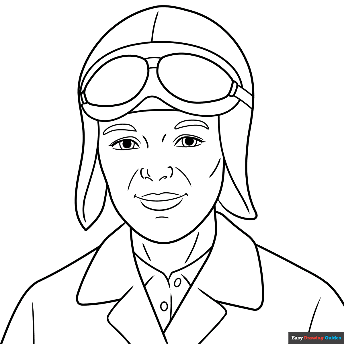 Amelia Earhart Coloring Page Easy Drawing Guides Amelia Earhart Coloring Page Easy Drawing Guides