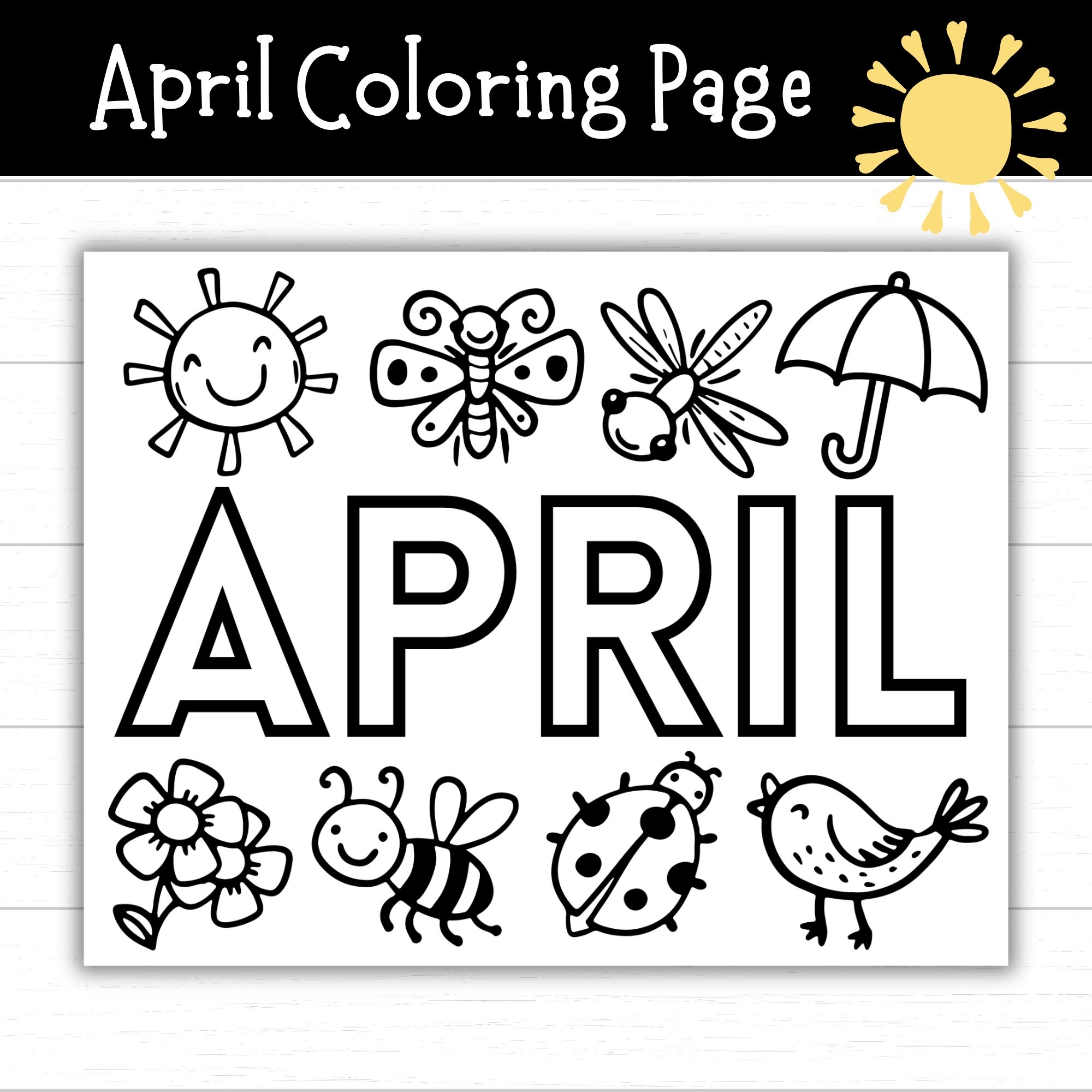 April Coloring Page Spring Coloring Page Month Of April Activity 