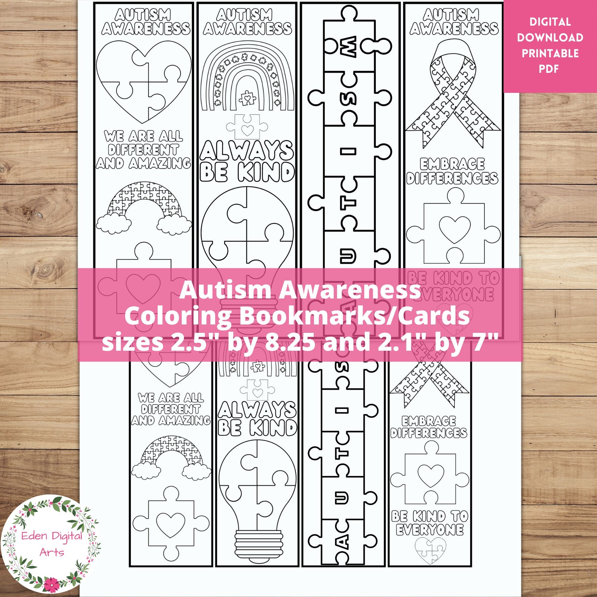 Autism Awareness Acceptance Coloring Bookmarks Kindness Cards Keepsake Craft Student Gifts Rewards Classful Autism Awareness Acceptance Coloring Bookmarks Kindness Cards Keepsake Craft Student Gifts Rewards Classful