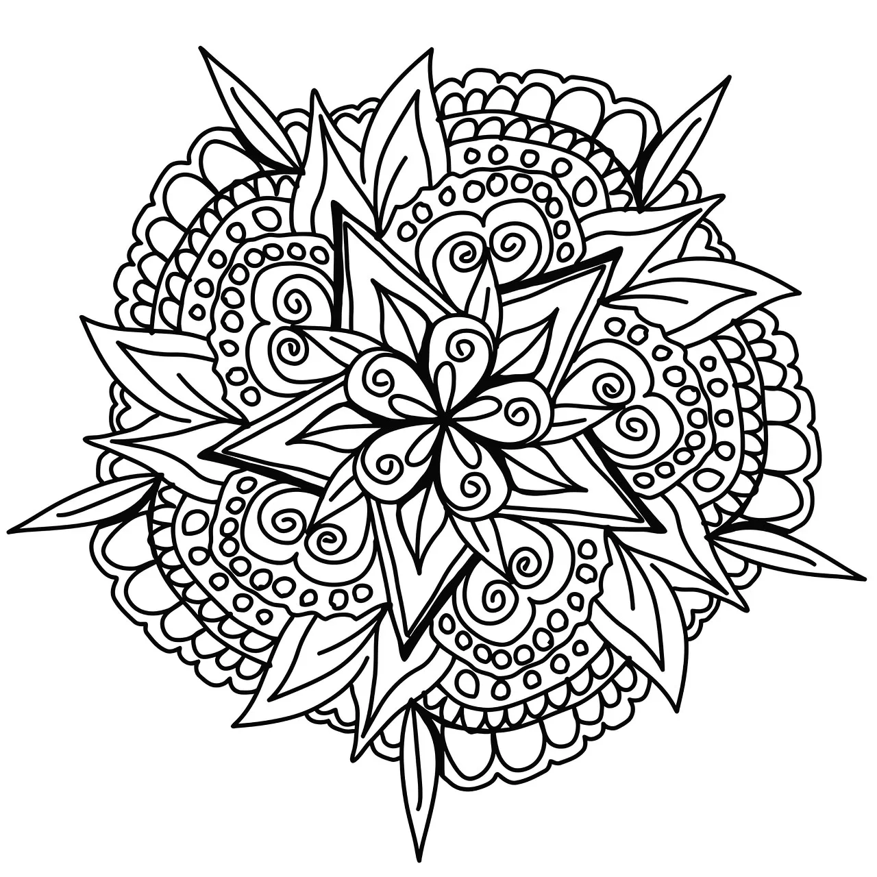 Awesome Hand Drawn Mandala Mandalas Coloring Pages For Adults