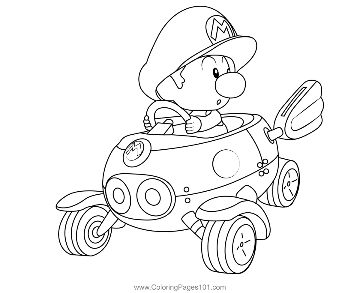 Baby Mario Mario Kart Coloring Page For Kids Free Mario Kart Baby Mario Mario Kart Coloring Page For Kids Free Mario Kart