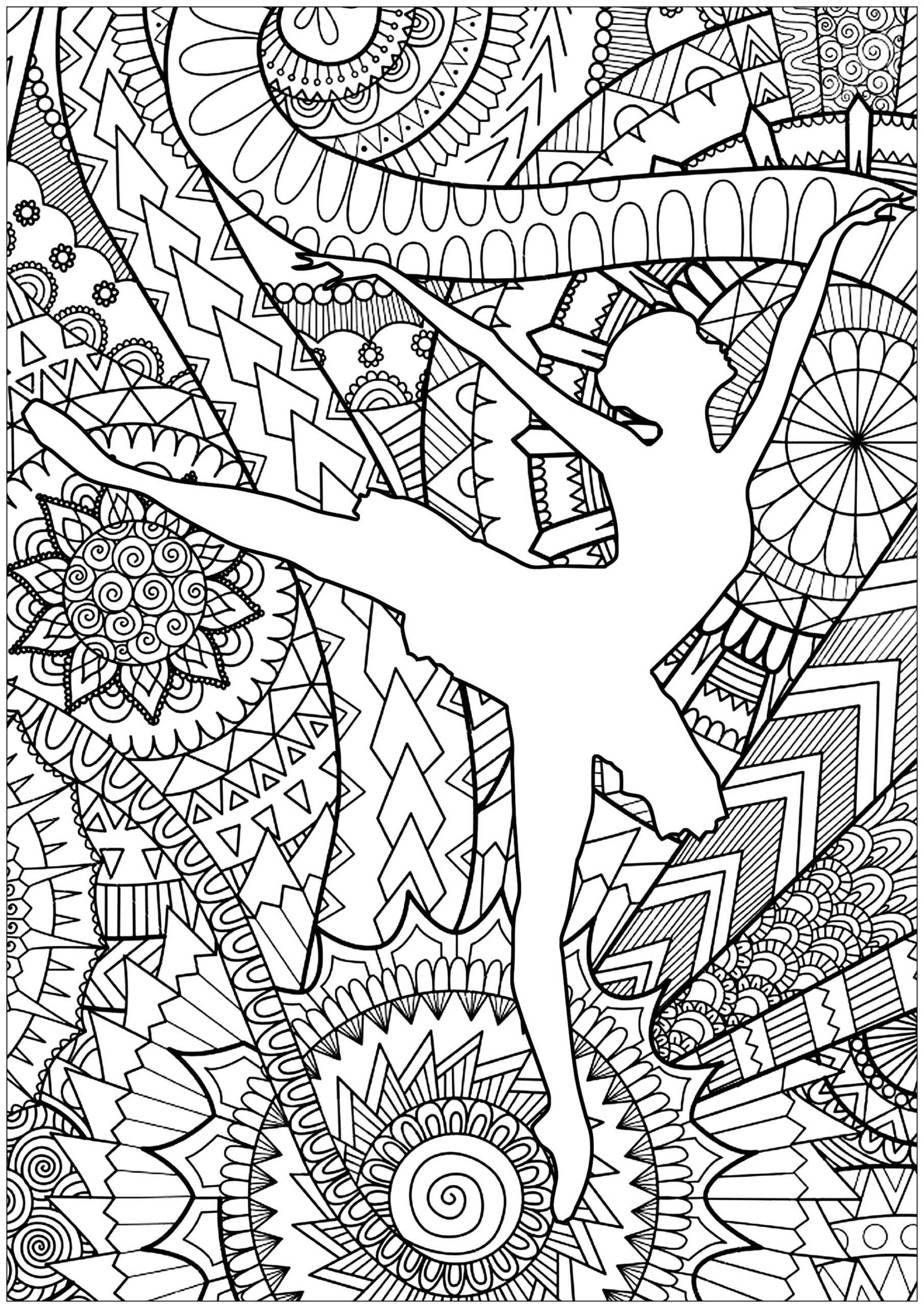 Ballet Dancer Anti stress Zen Coloring Pages For Adults Ballet Dancer Anti stress Zen Coloring Pages For Adults