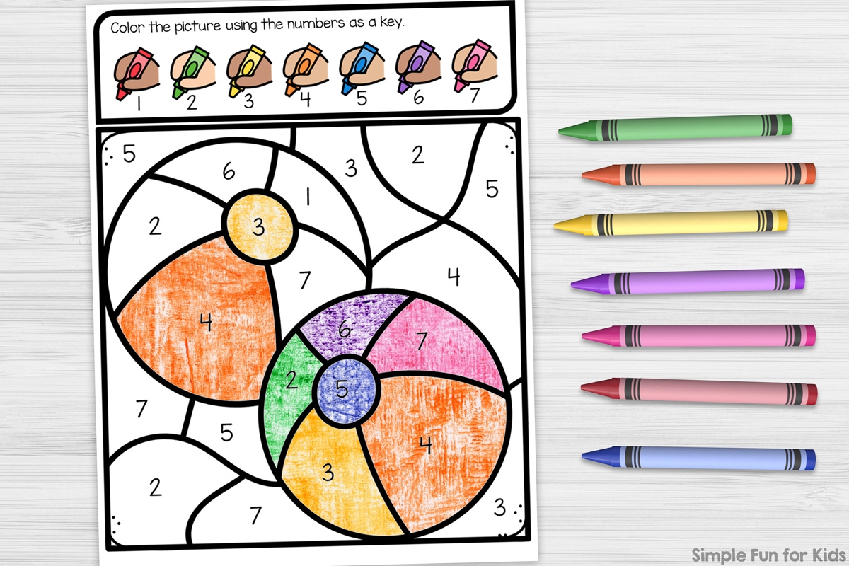 Beach Ball Color By Number Coloring Page Simple Fun For Kids Beach Ball Color By Number Coloring Page Simple Fun For Kids