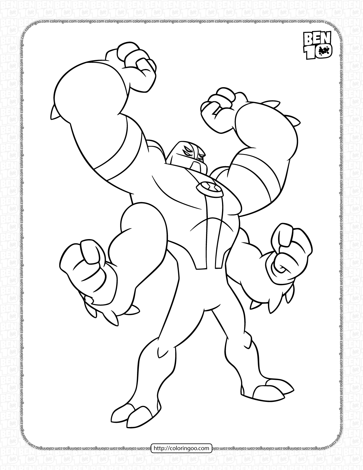 Ben 10 Four Arms Coloring Activities For Kids