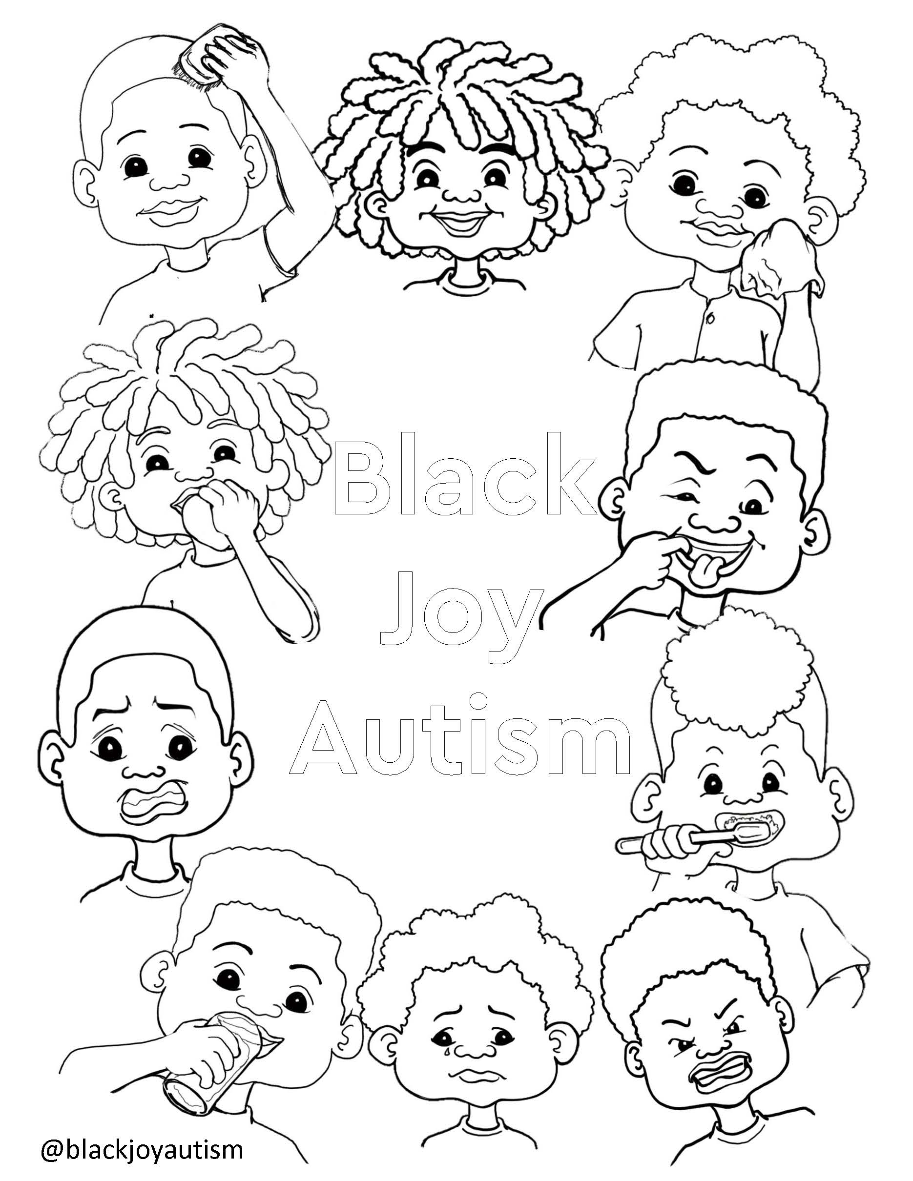 BJA BOYS Coloring Sheets Black Joy Autism