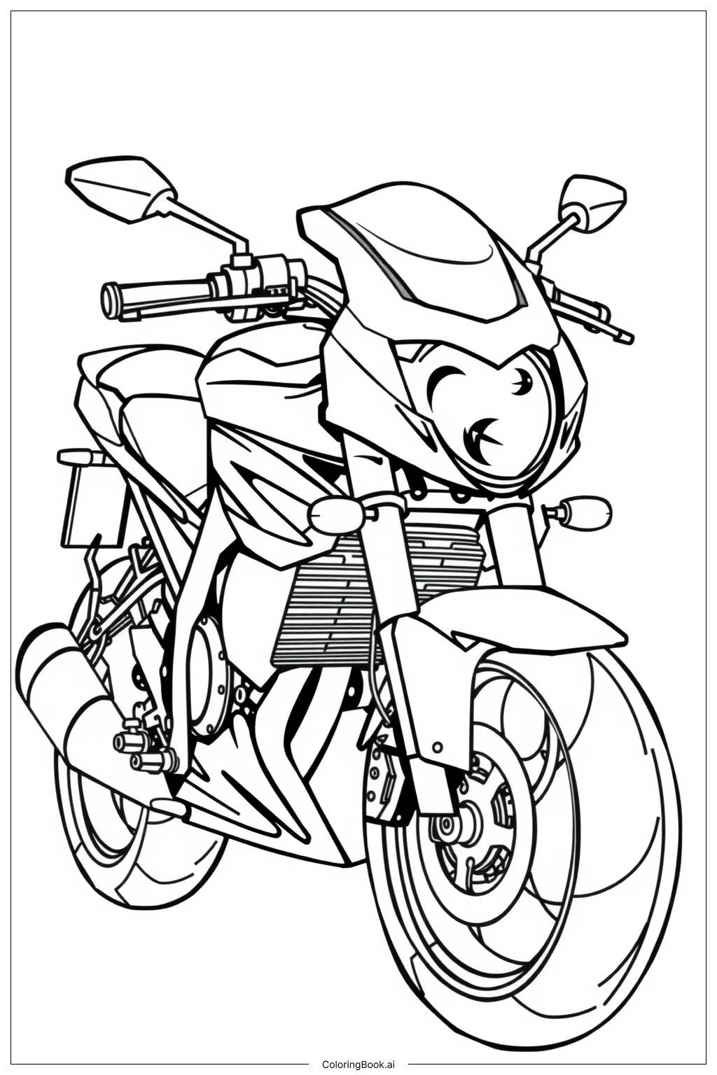Blue Motorcycle Coloring Page Free PDF PNG Printable 