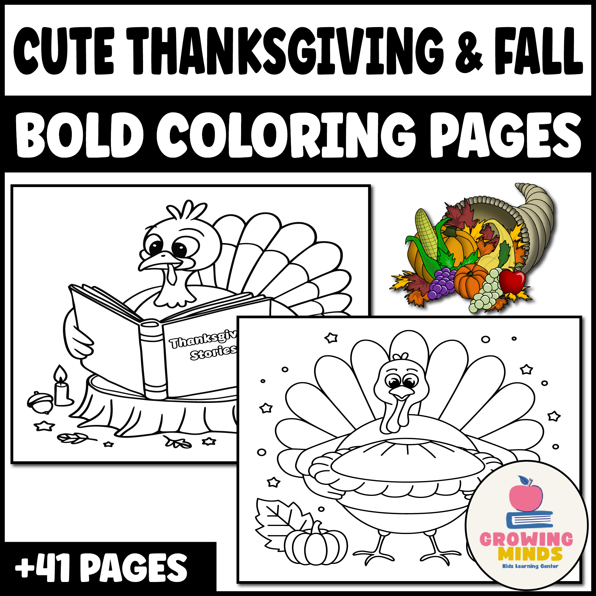 Bold And Cute Fall Thanksgiving Coloring Pages Coloring Sheet Made By Teachers