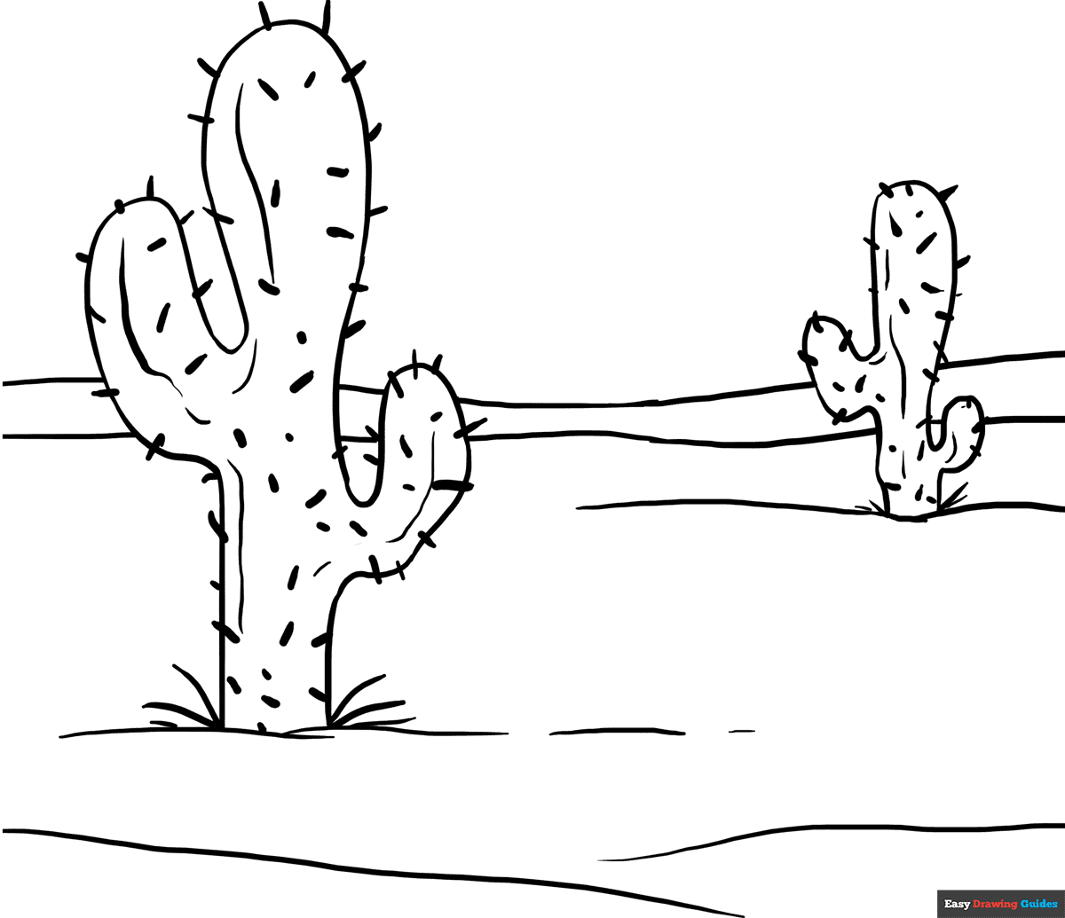 Cactus Coloring Page Easy Drawing Guides