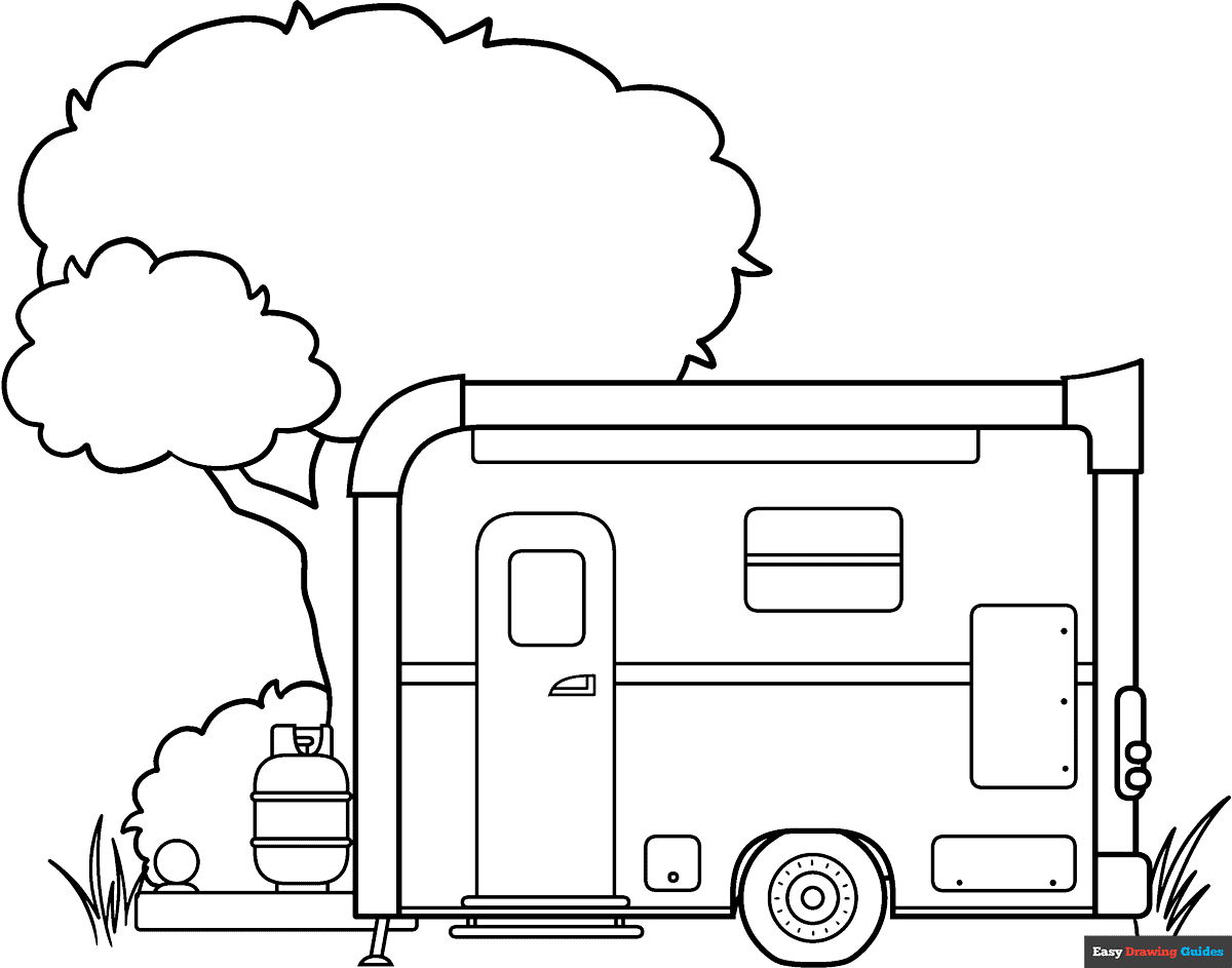 Camper Coloring Page Easy Drawing Guides Camper Coloring Page Easy Drawing Guides