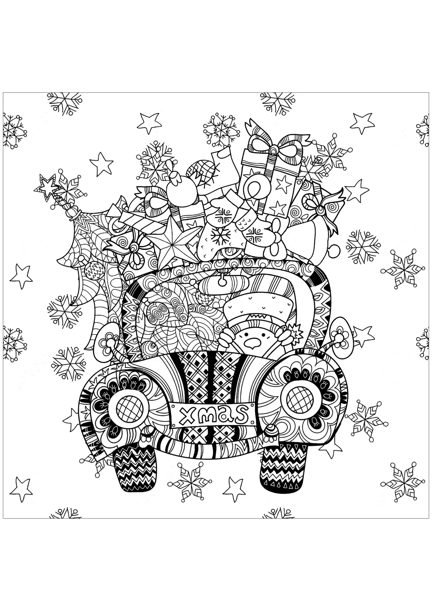 Car Full Of Christmas Presents Christmas Coloring Pages For Adults Car Full Of Christmas Presents Christmas Coloring Pages For Adults