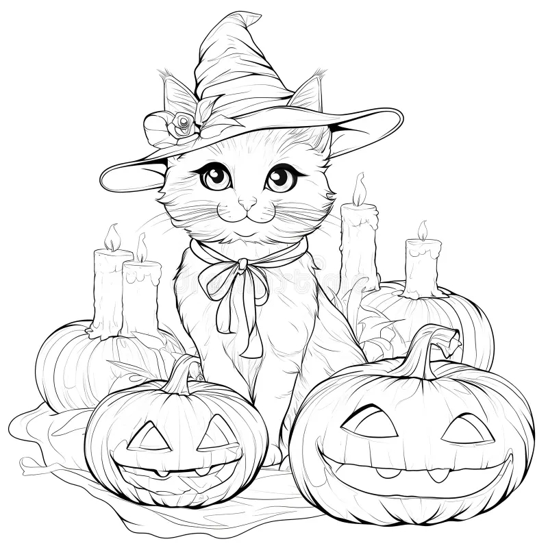 Halloween Cat Printable Coloring Pages