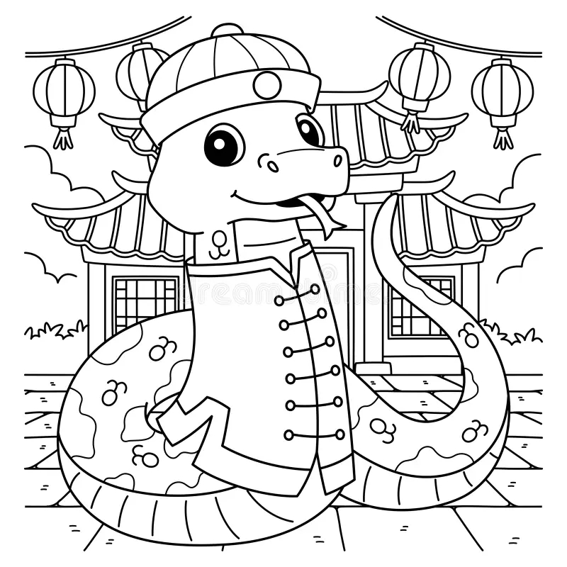 Chinese Year Snake Coloring Page Stock Illustrations 215 Chinese 