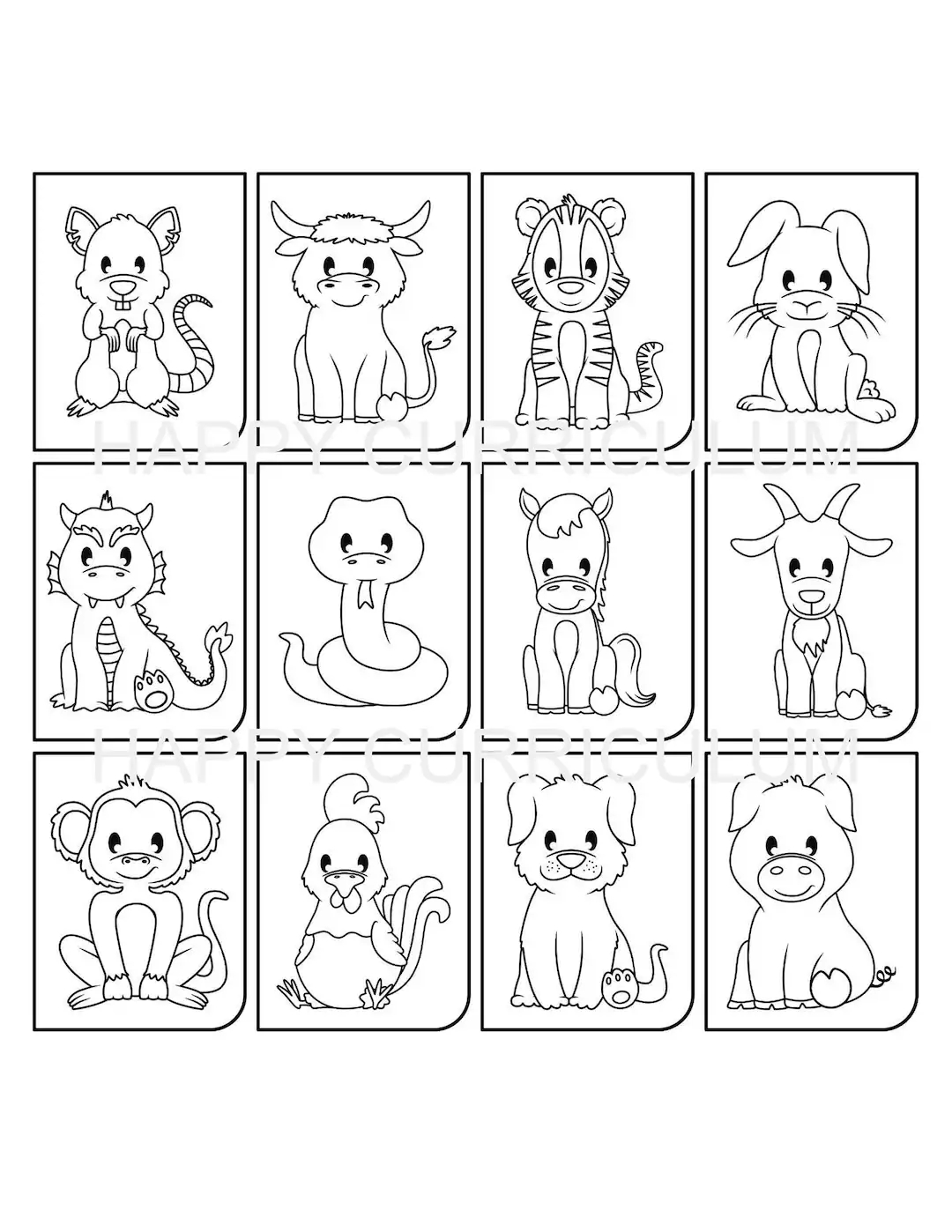 Free Printable Chinese Zodiac Coloring Pages