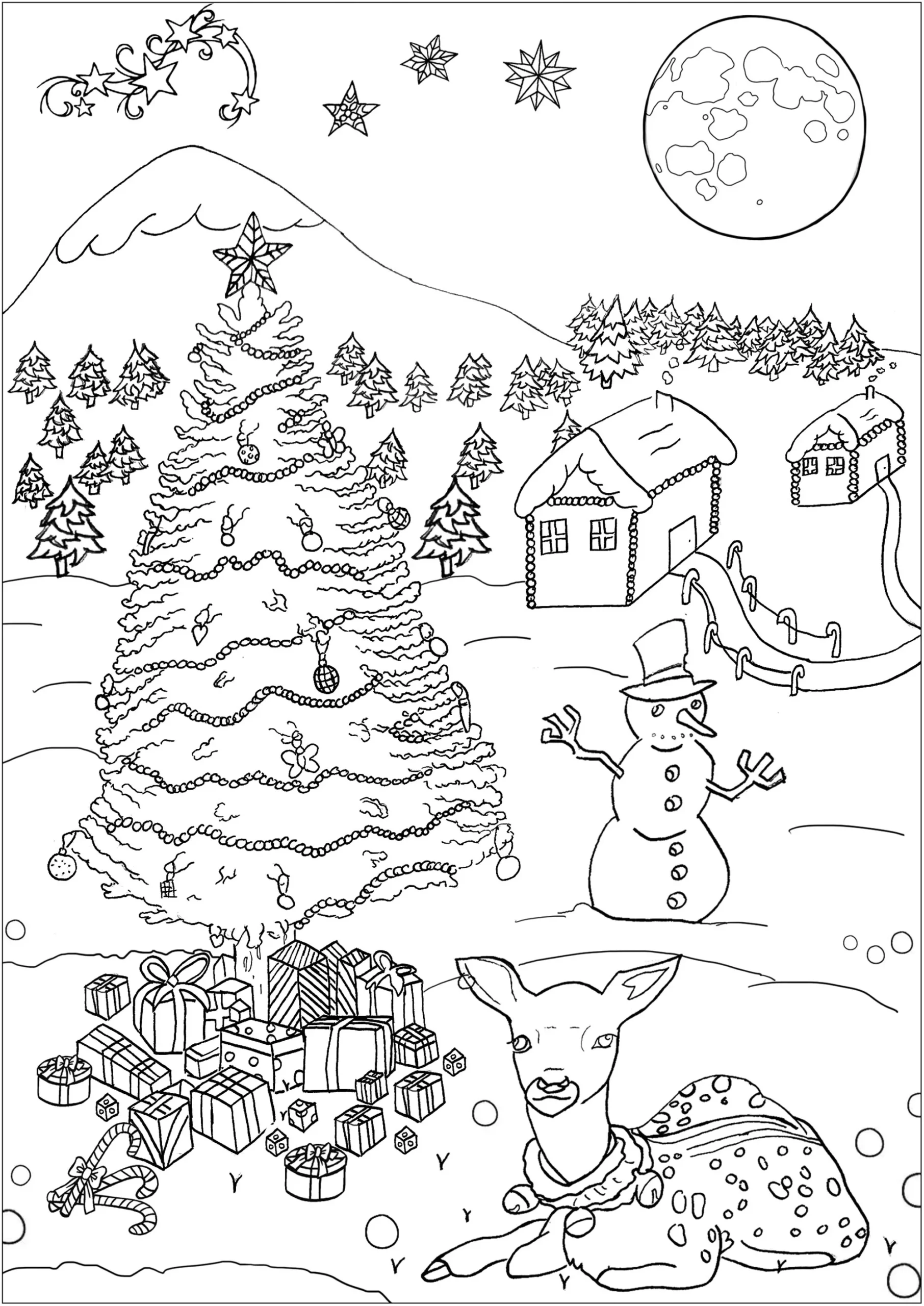 Christmas Landscape Christmas Coloring Pages For Adults