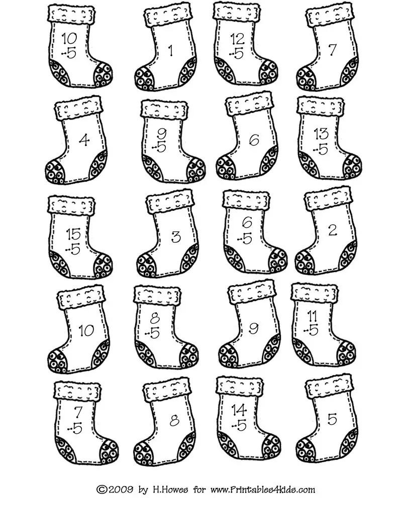 Free Printable Christmas Math Coloring Pages
