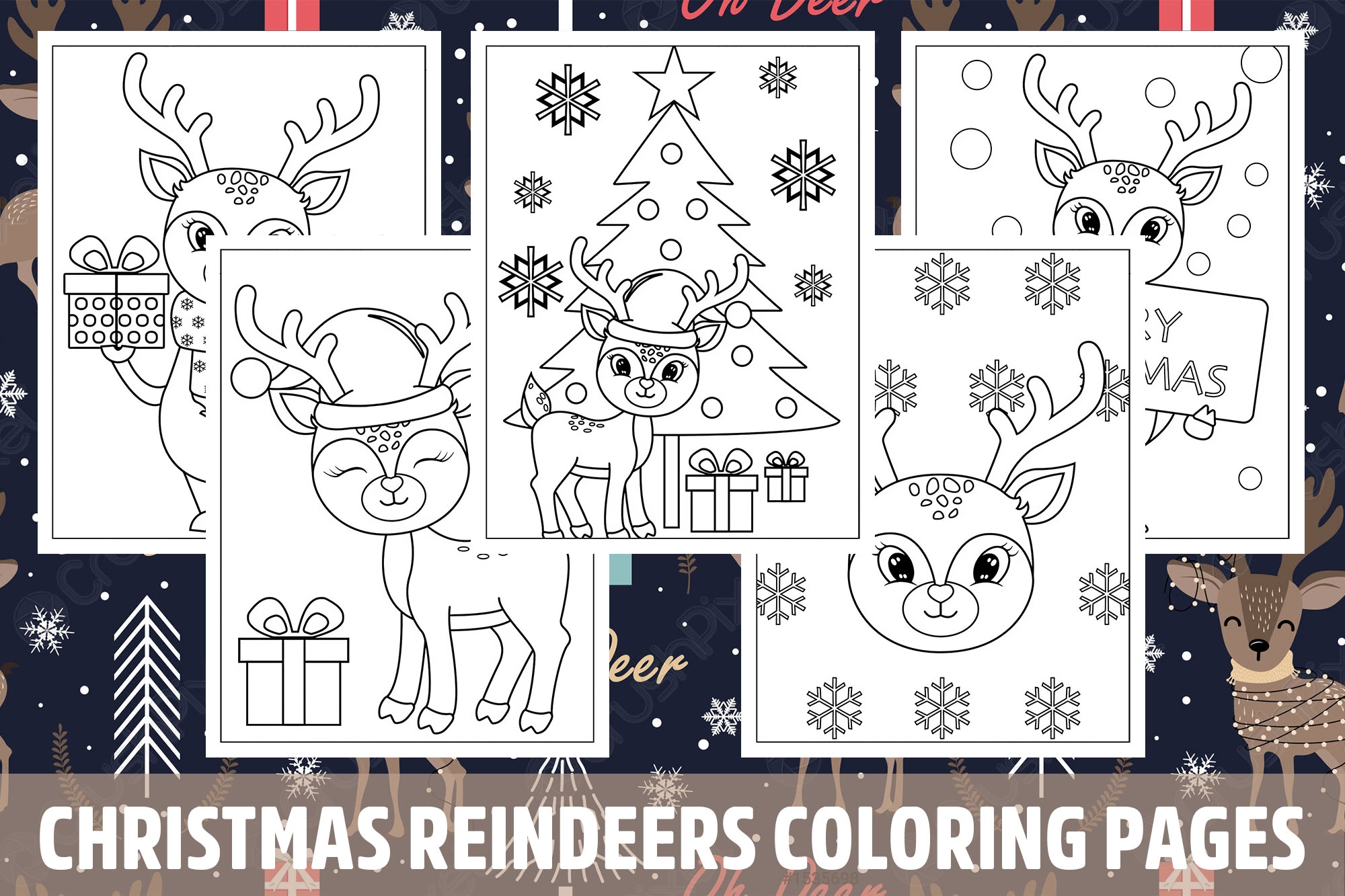 Christmas Reindeers Coloring Pages For Kids Girls Boys Teens Birthday School Activity Made By Teachers