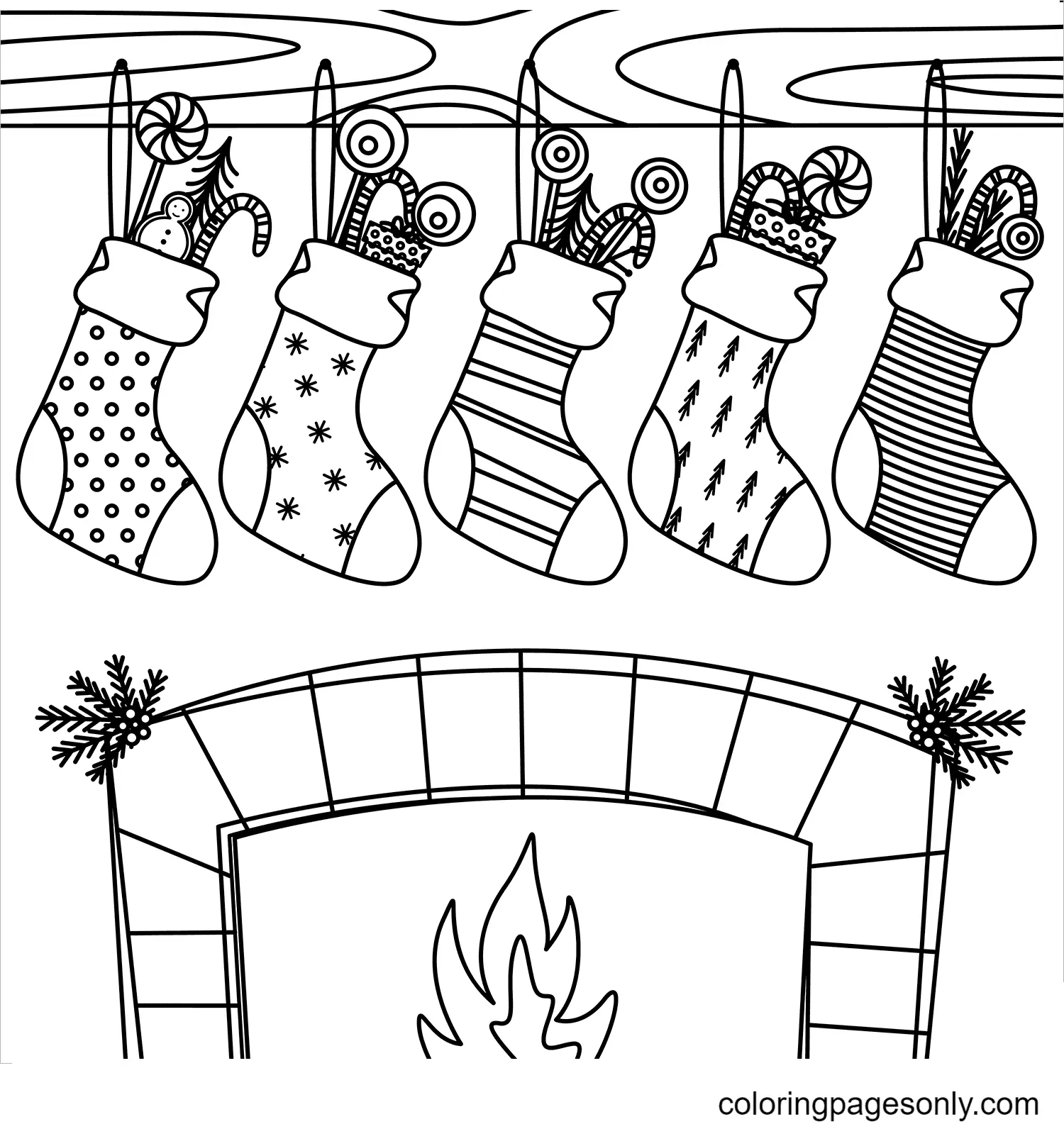 Christmas Stockings Coloring Pages To Print Free Printable 