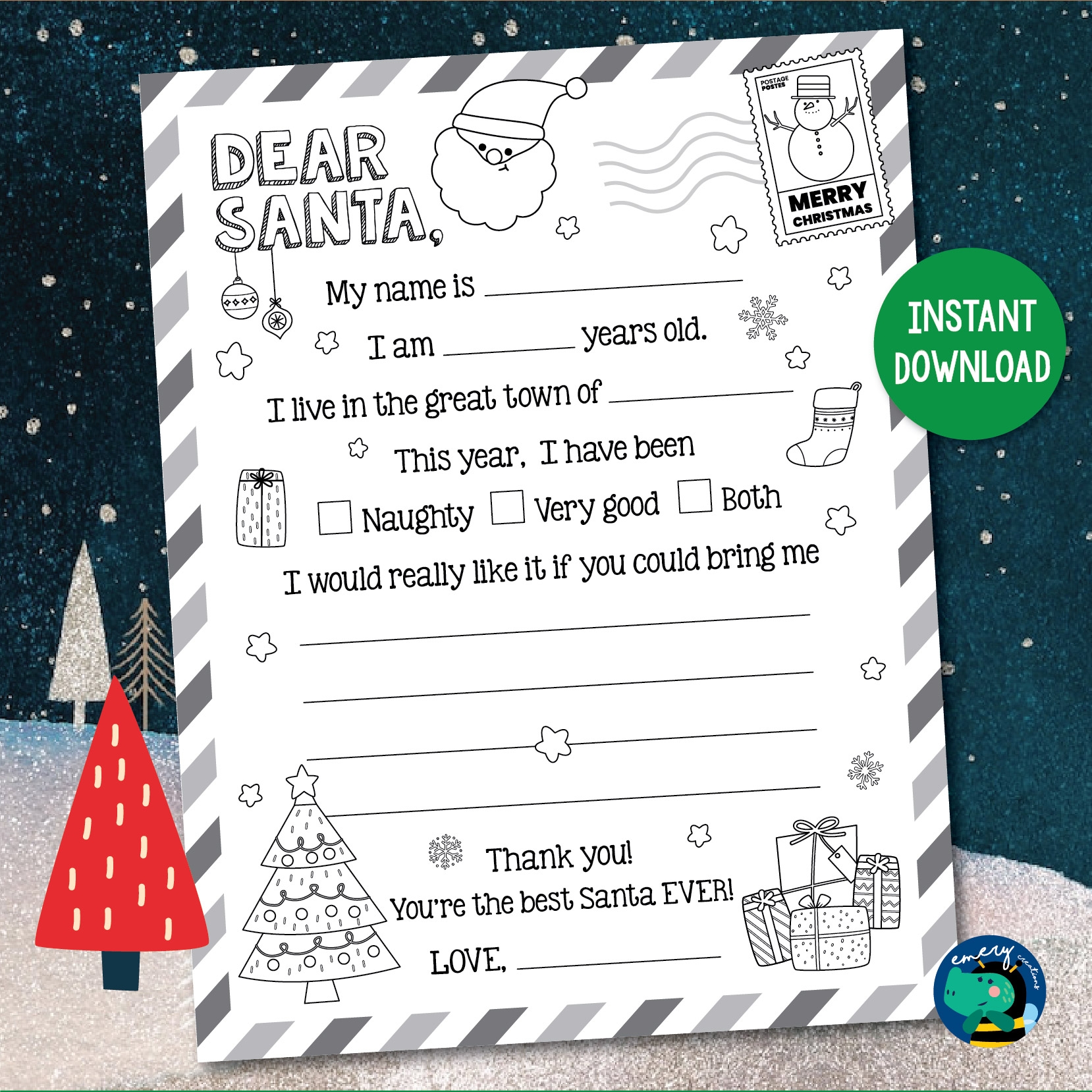 Christmas Wish List Letter To Santa Claus Christmas Printable For Kids Made By Teachers