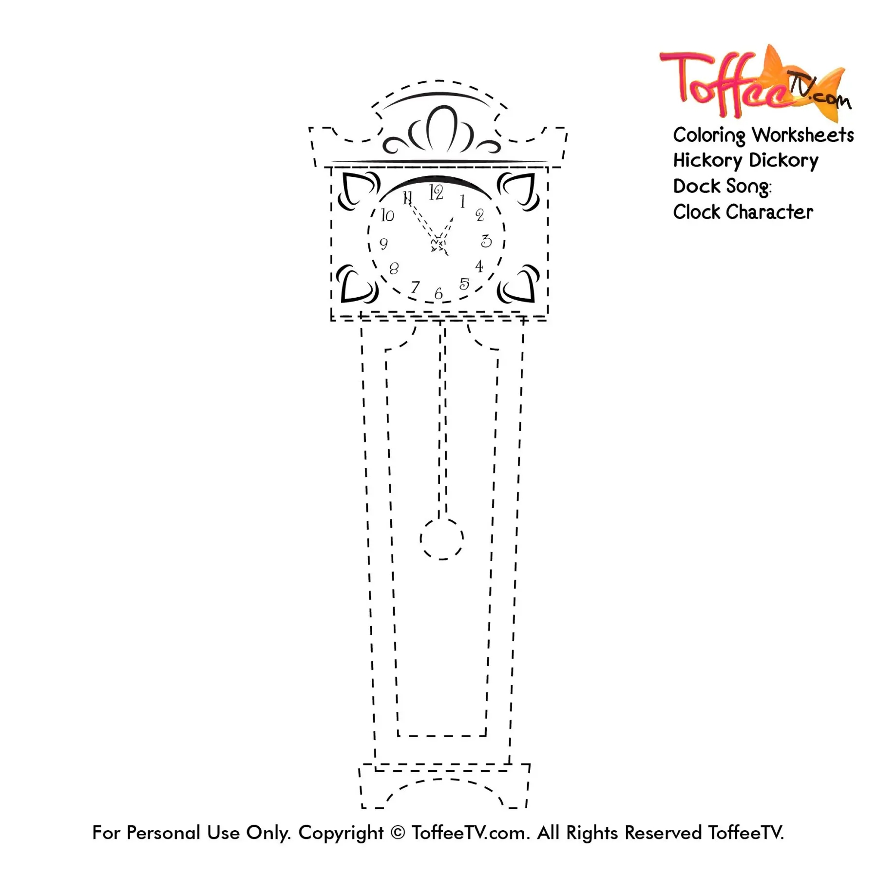 Clock Coloring Worksheet From Hickory Dickory Dock ToffeeTV Clock Coloring Worksheet From Hickory Dickory Dock ToffeeTV