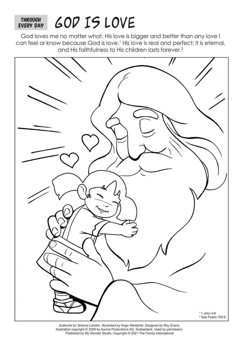 Coloring Page Through Every Day God Is Love My Wonder Studio