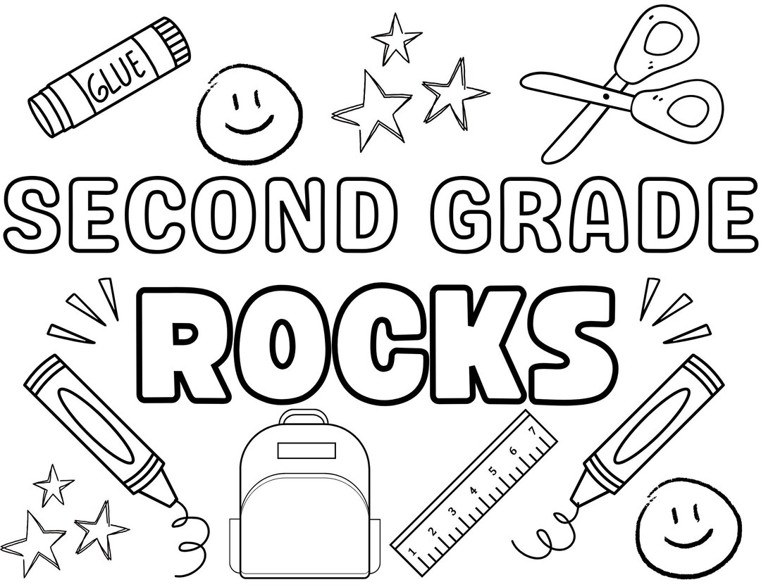 COLORING Sheet back To School second Grade Etsy COLORING Sheet back To School second Grade Etsy