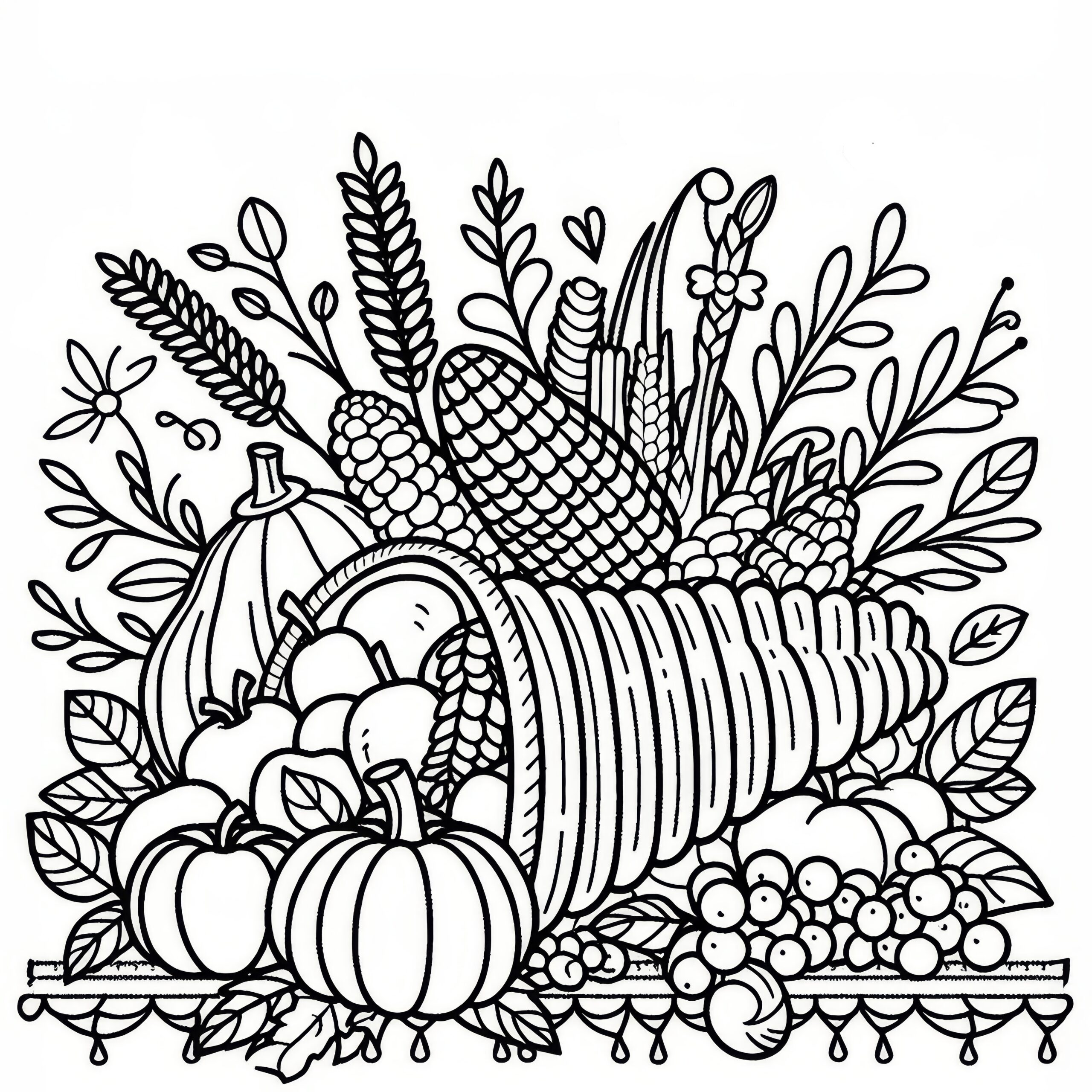 Cornucopia With Gifts Of The Harvest For Thanksgiving As A 