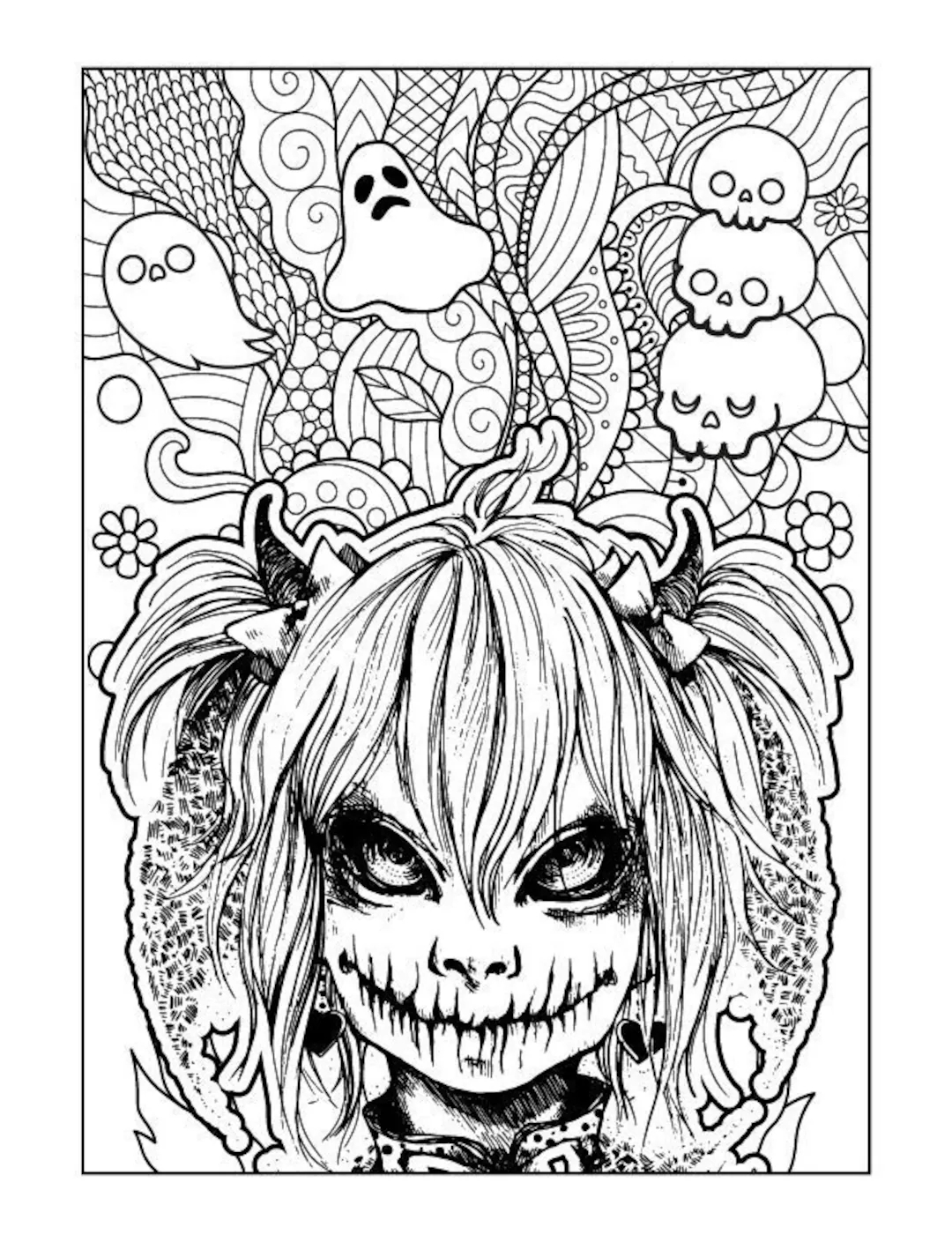 Creepy Halloween Coloring Pages For Adults Etsy UK Creepy Halloween Coloring Pages For Adults Etsy UK