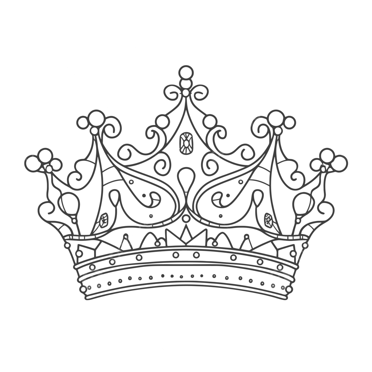 Crown Coloring Page Elegant Printable Royal Crown Crown Outline Sketch Drawing Vector Crown Drawing Wing Drawing Ring Drawing PNG And Vector With Transparent Background For Free Download