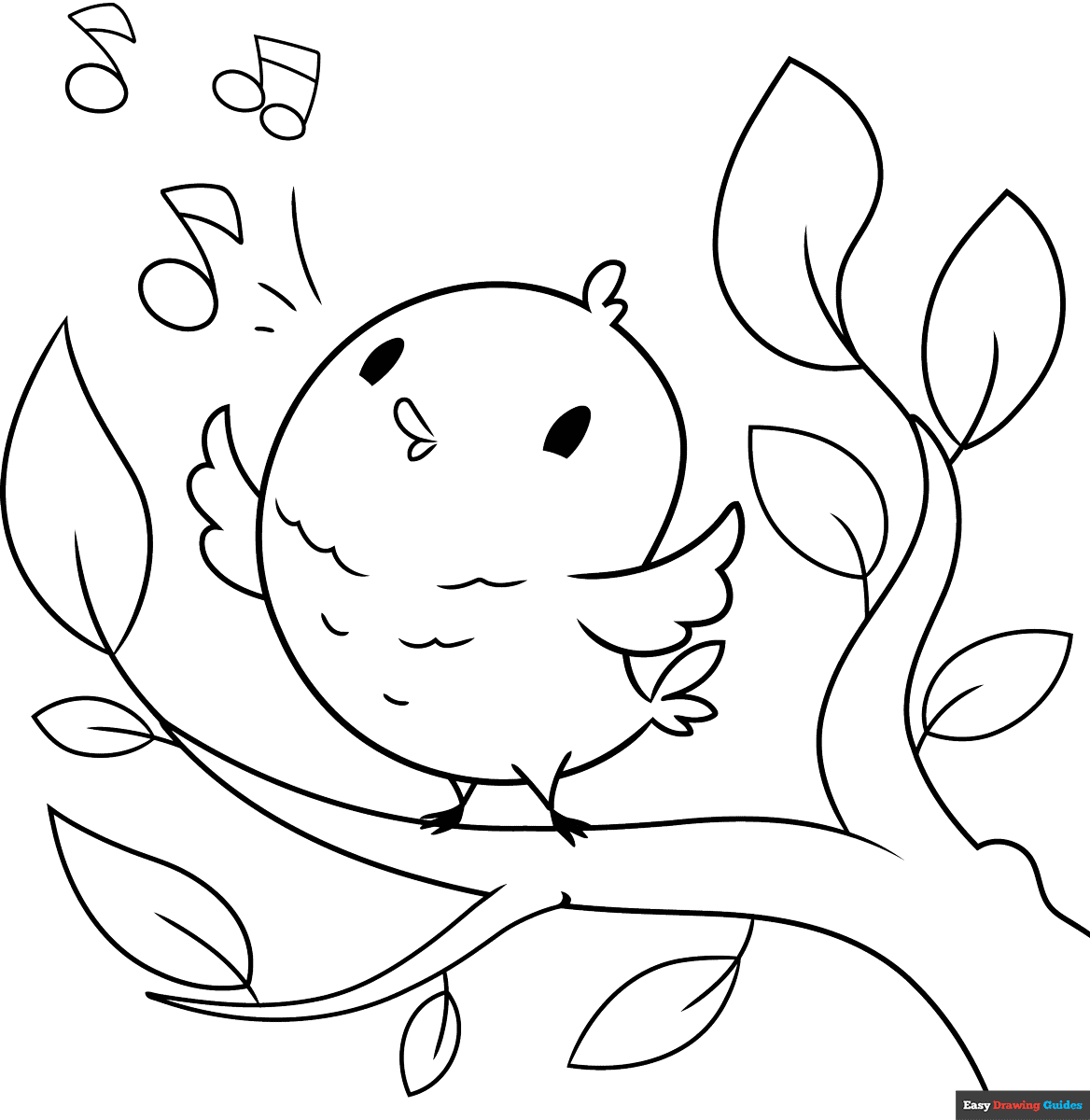 Cute Easy Bird Coloring Page Easy Drawing Guides