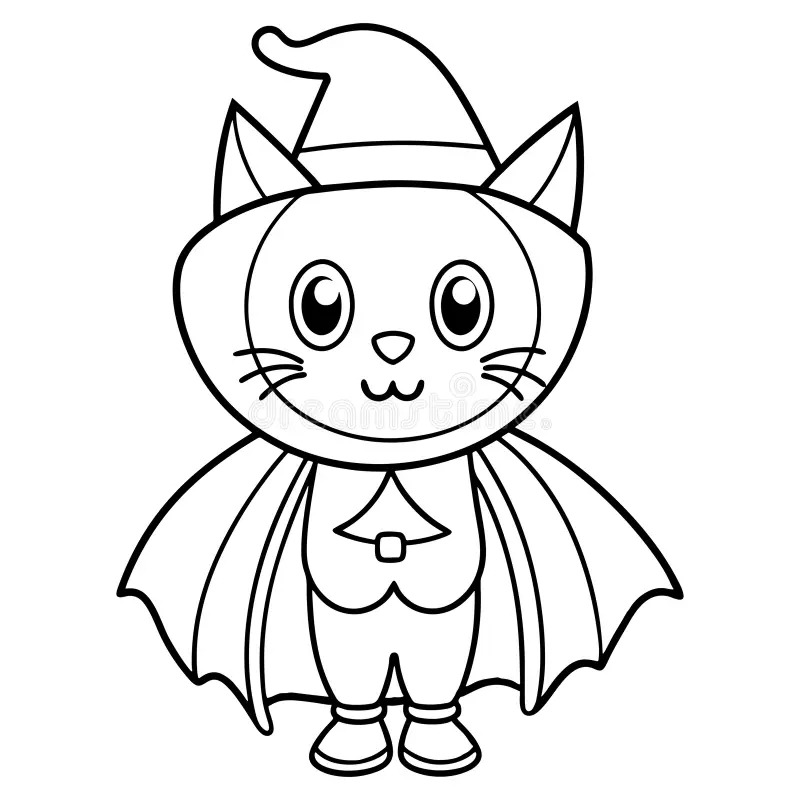 Cute Halloween Cat Coloring Pages For Kids Stock Vector Illustration Of Night Treat 365599160