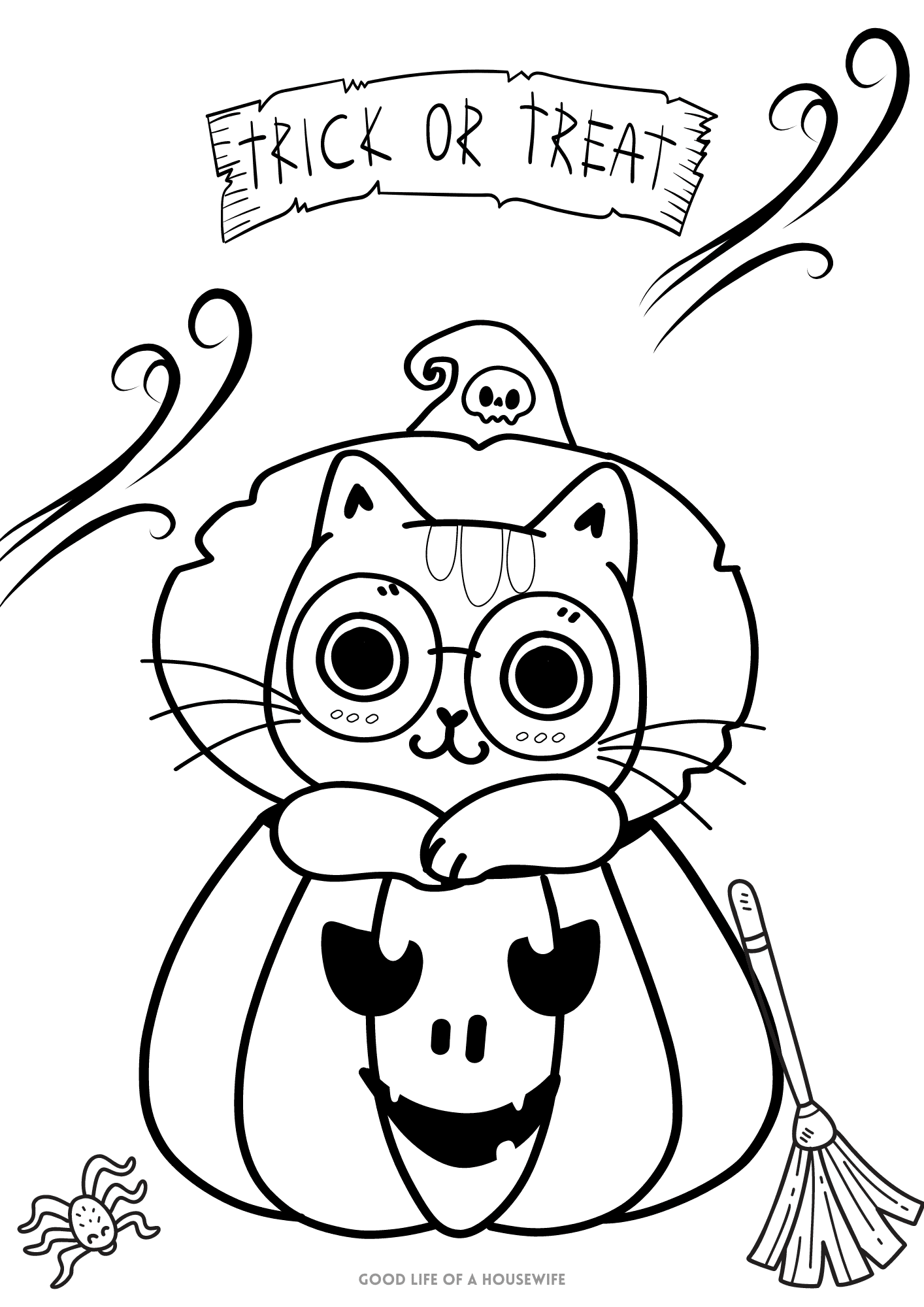 Cute Halloween Coloring Pages For Kids Good Life Of A Housewife Cute Halloween Coloring Pages For Kids Good Life Of A Housewife