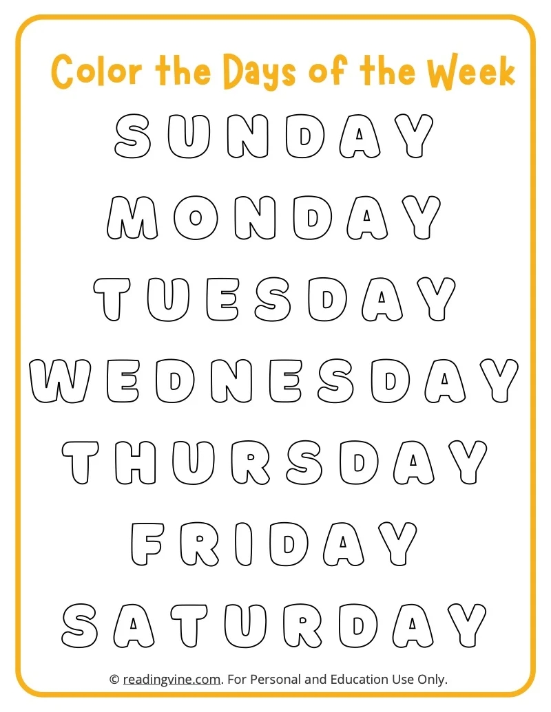 Days Of The Week Worksheets Free Printable Activities Days Of The Week Worksheets Free Printable Activities