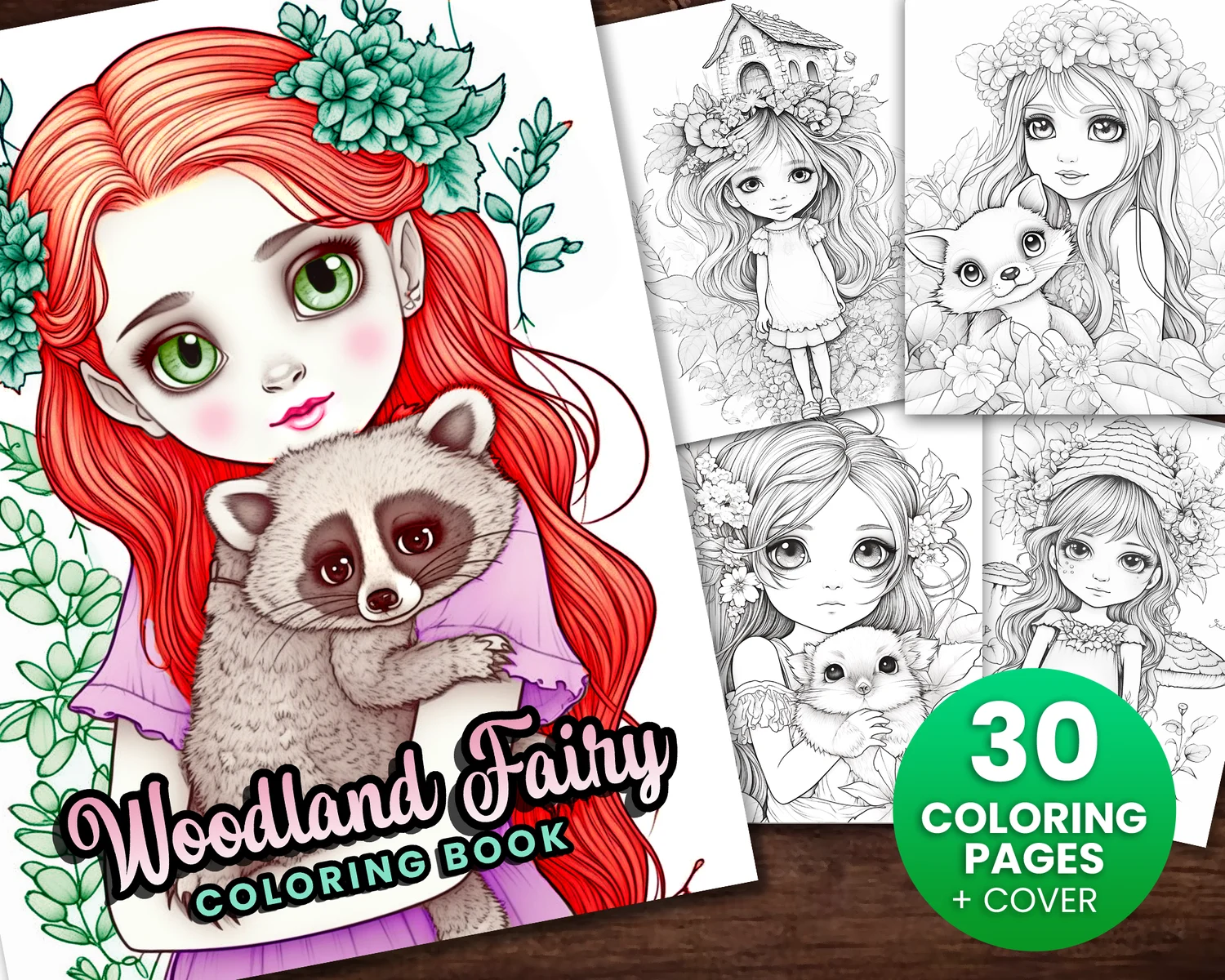 Delicate Woodland Fairy Girls Fantasy Anime Coloring Page Adults Kids Instant Download Grayscale Coloring Page Gift Printable PDF Payhip