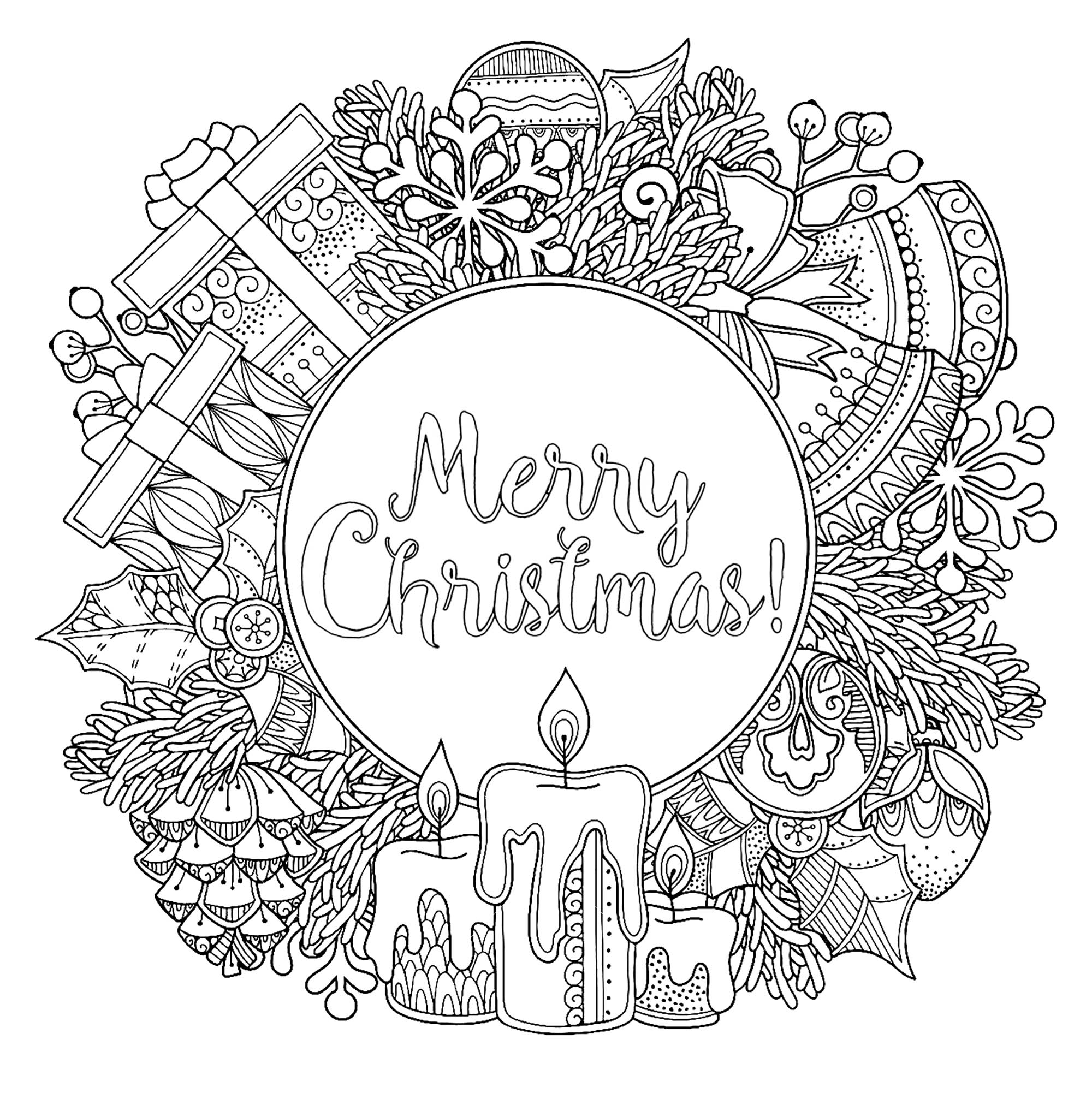 Doodl Christmas Wreath Christmas Coloring Pages For Adults