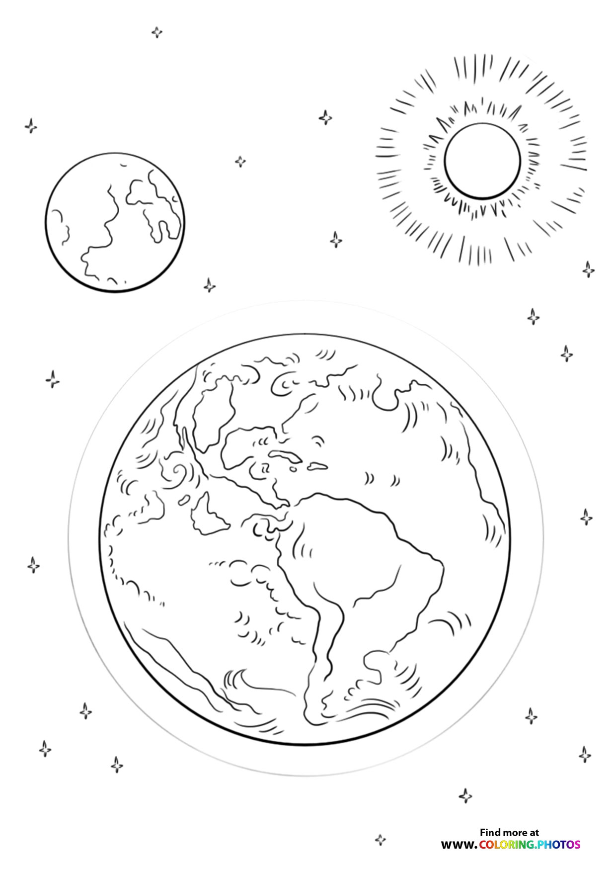 Earth Moon And Sun Coloring Pages For Kids