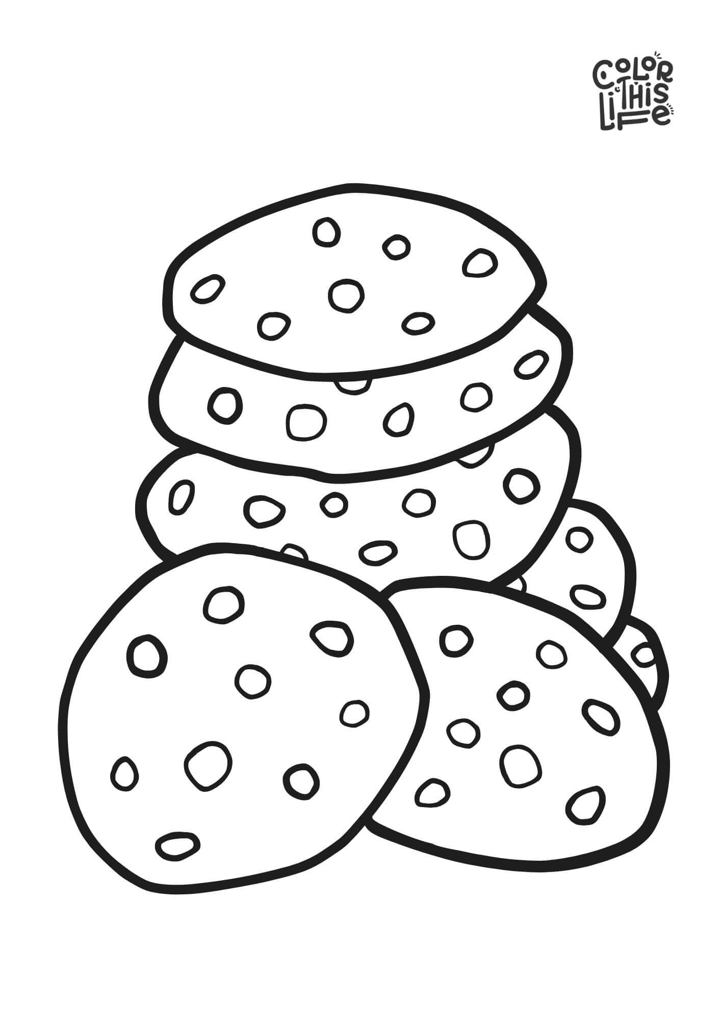 Easy Chocolate Chip Cookies Coloring Page Color This Life