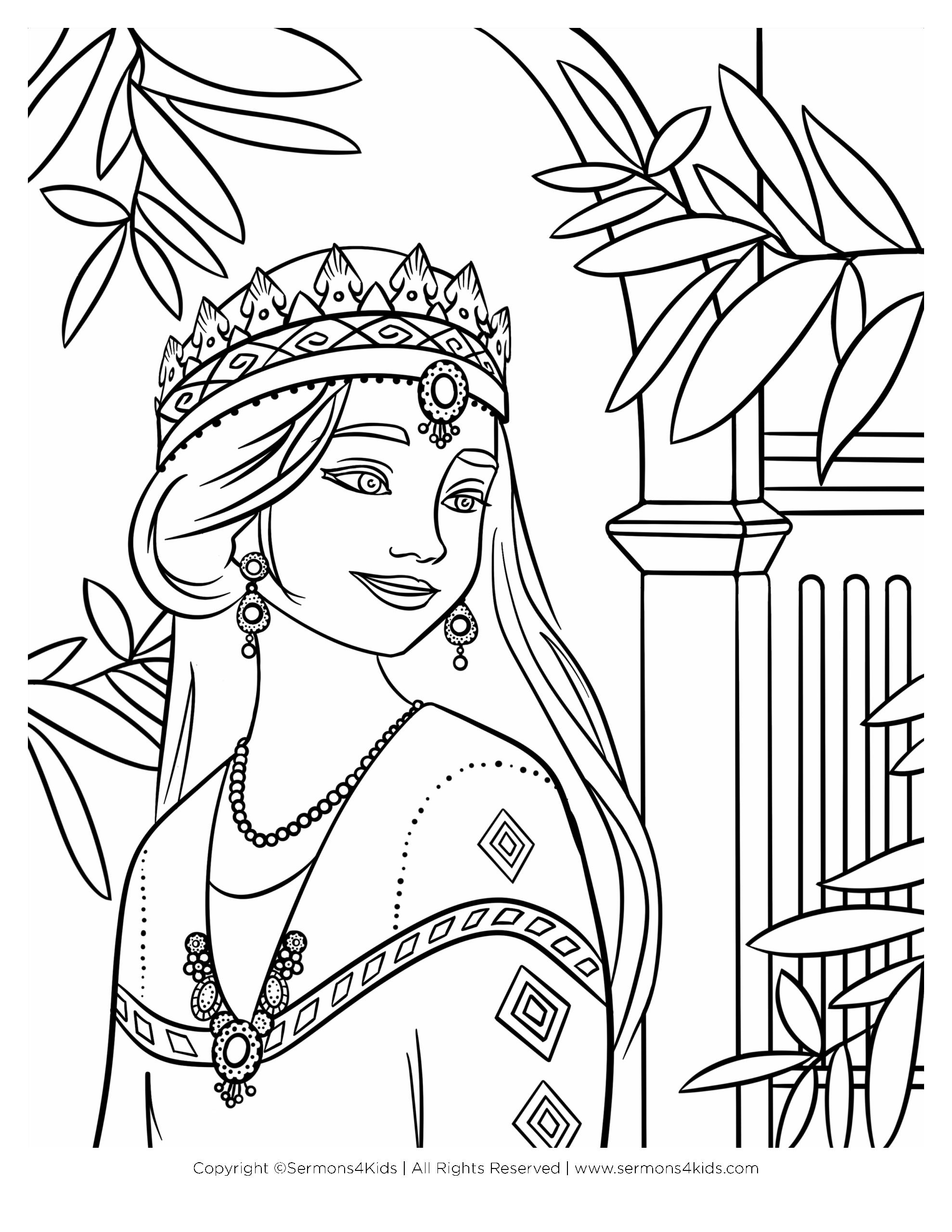 Esther The Brave Queen Children s Coloring Page From Sermons4Kids 