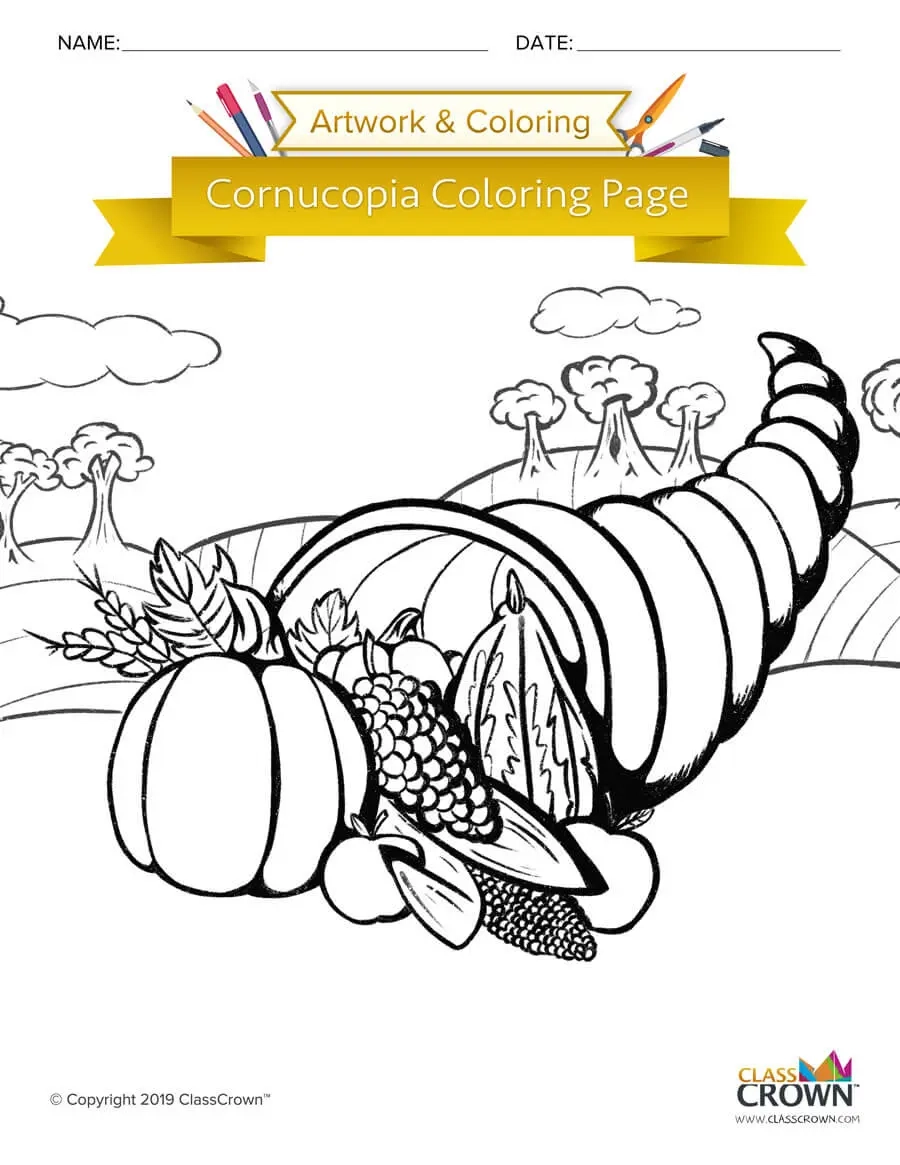 Fall Cornucopia Coloring Pages ClassCrown Fall Cornucopia Coloring Pages ClassCrown