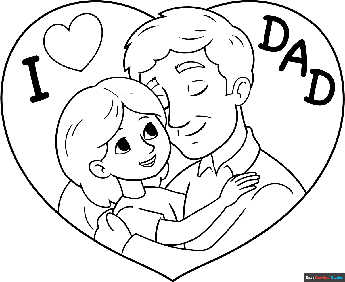 Father Daughter Heart Coloring Page Easy Drawing Guides